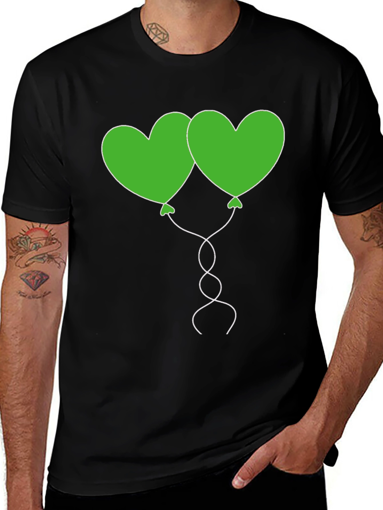 Heart Balloon Graphic Tee - Black Casual Shirt