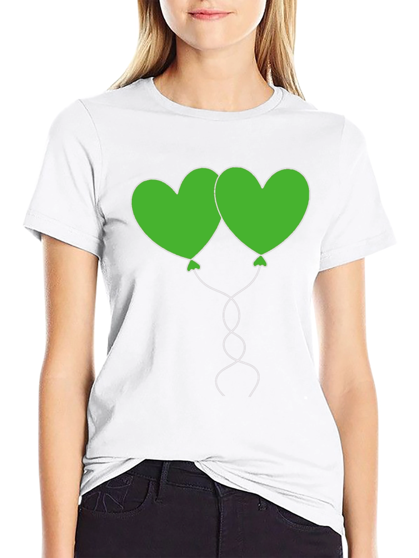 Heart Balloon Graphic Tee - Black Casual Shirt