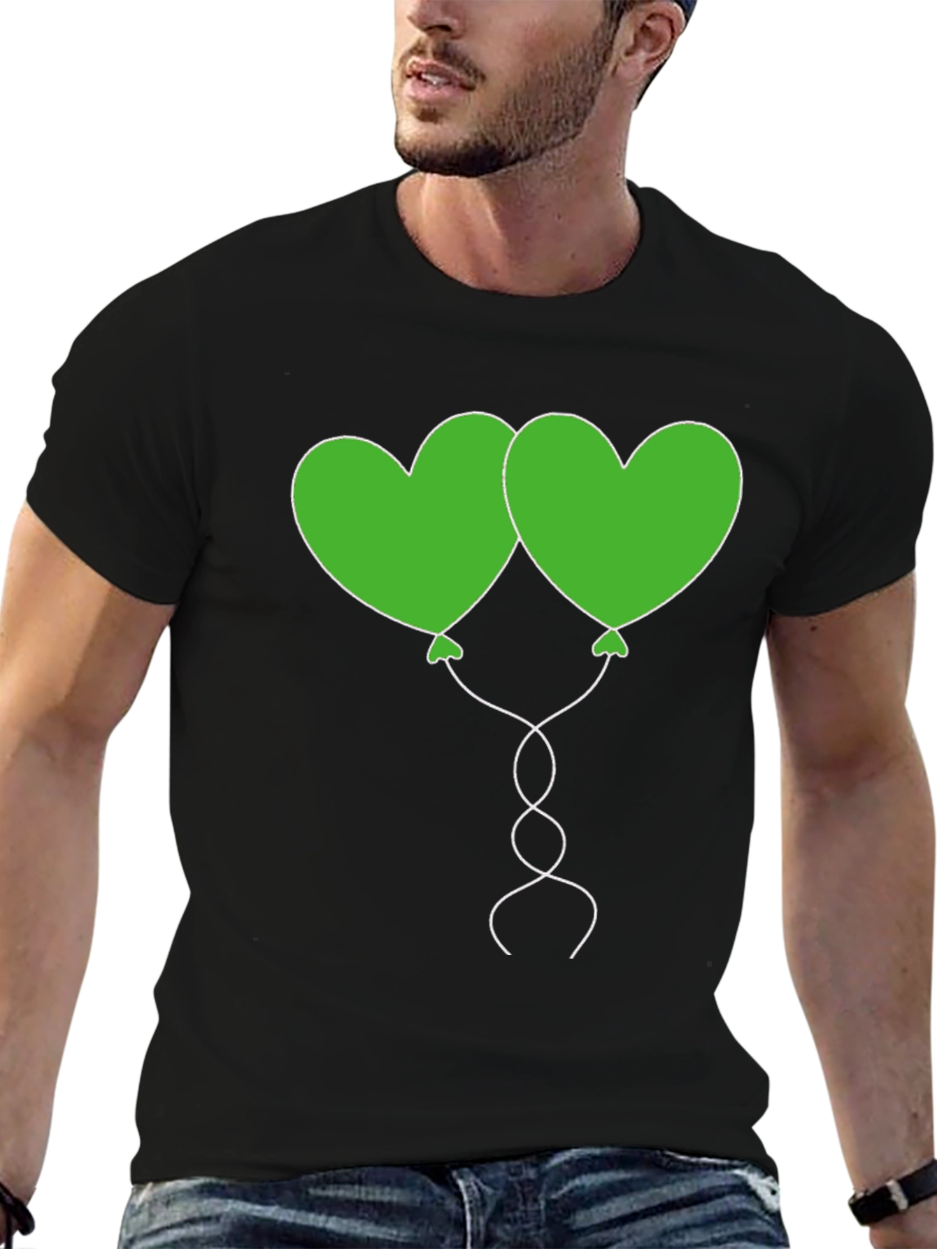 Heart Balloon Graphic Tee - Black Casual Shirt