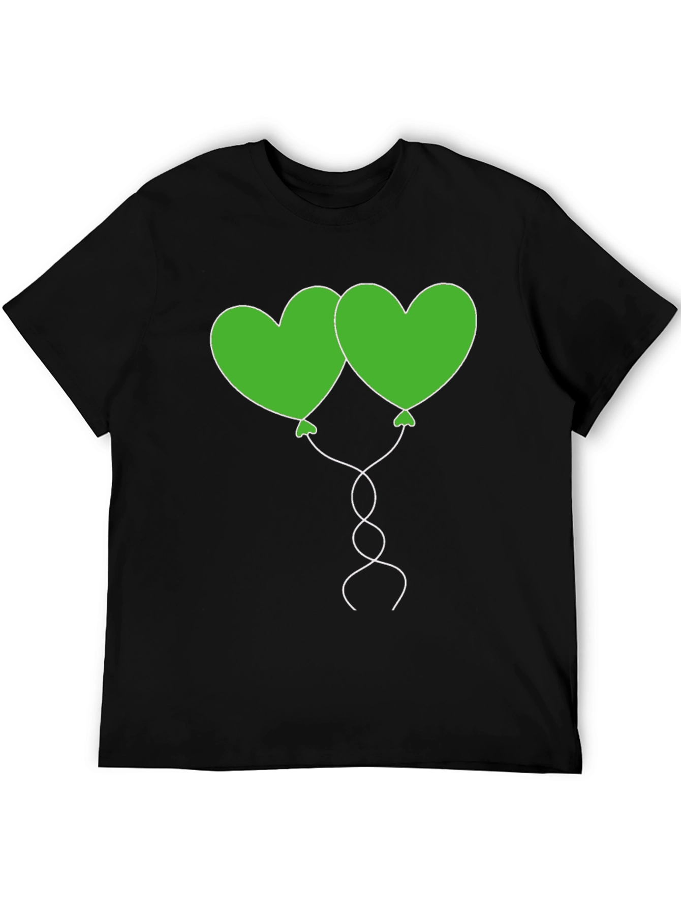 Heart Balloon Graphic Tee - Black Casual Shirt