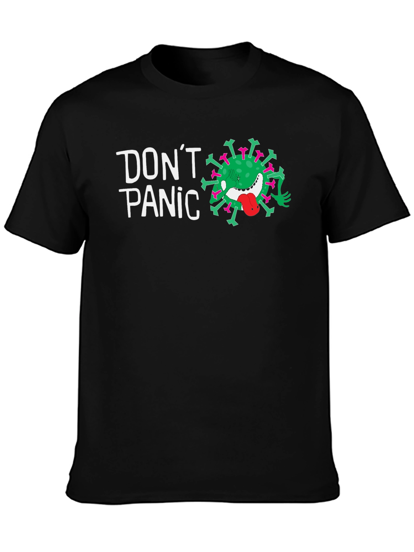 Dont Panic Funny Virus Graphic Tee - Black