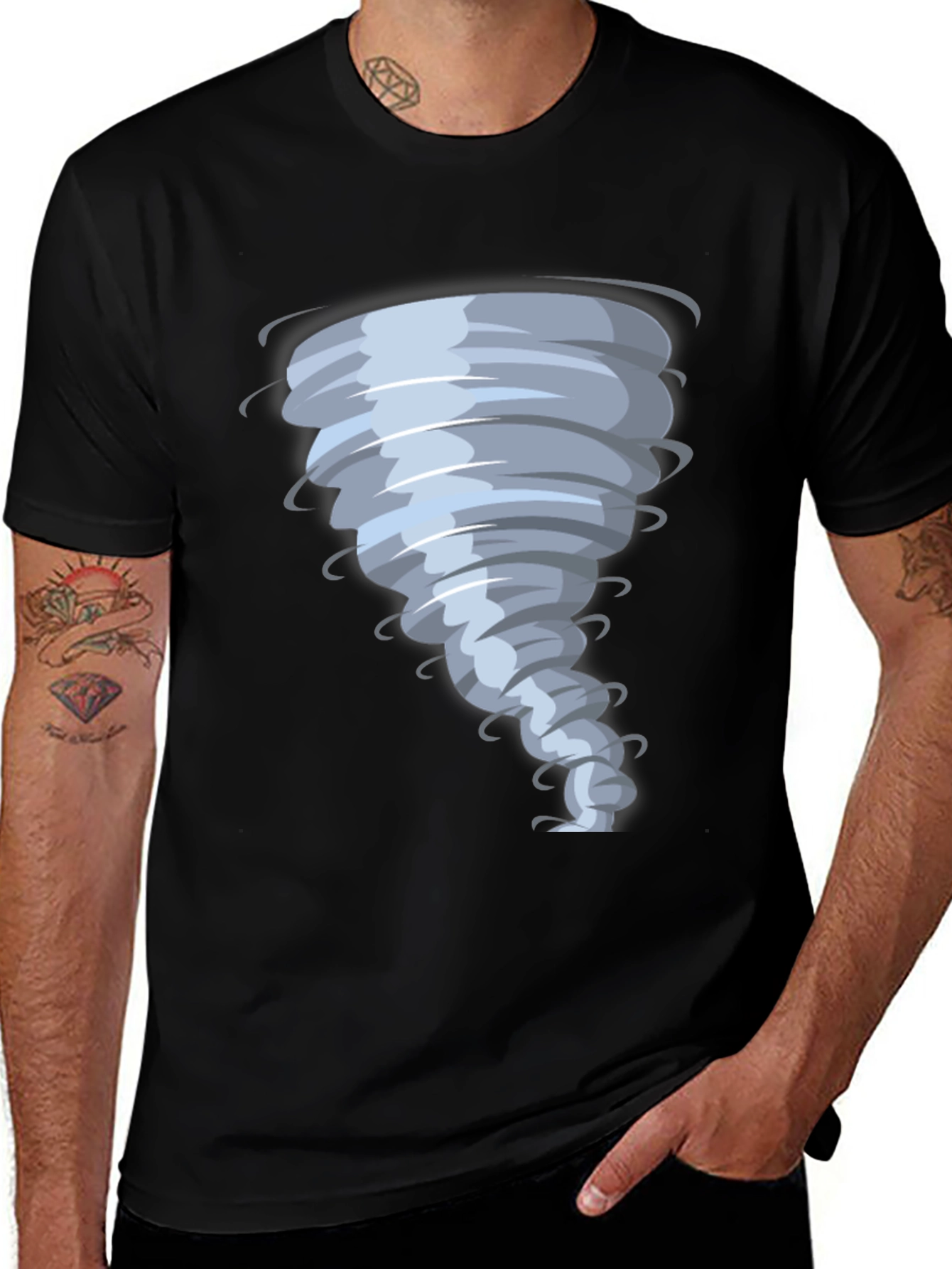 Tornado Graphic Print Black T-Shirt