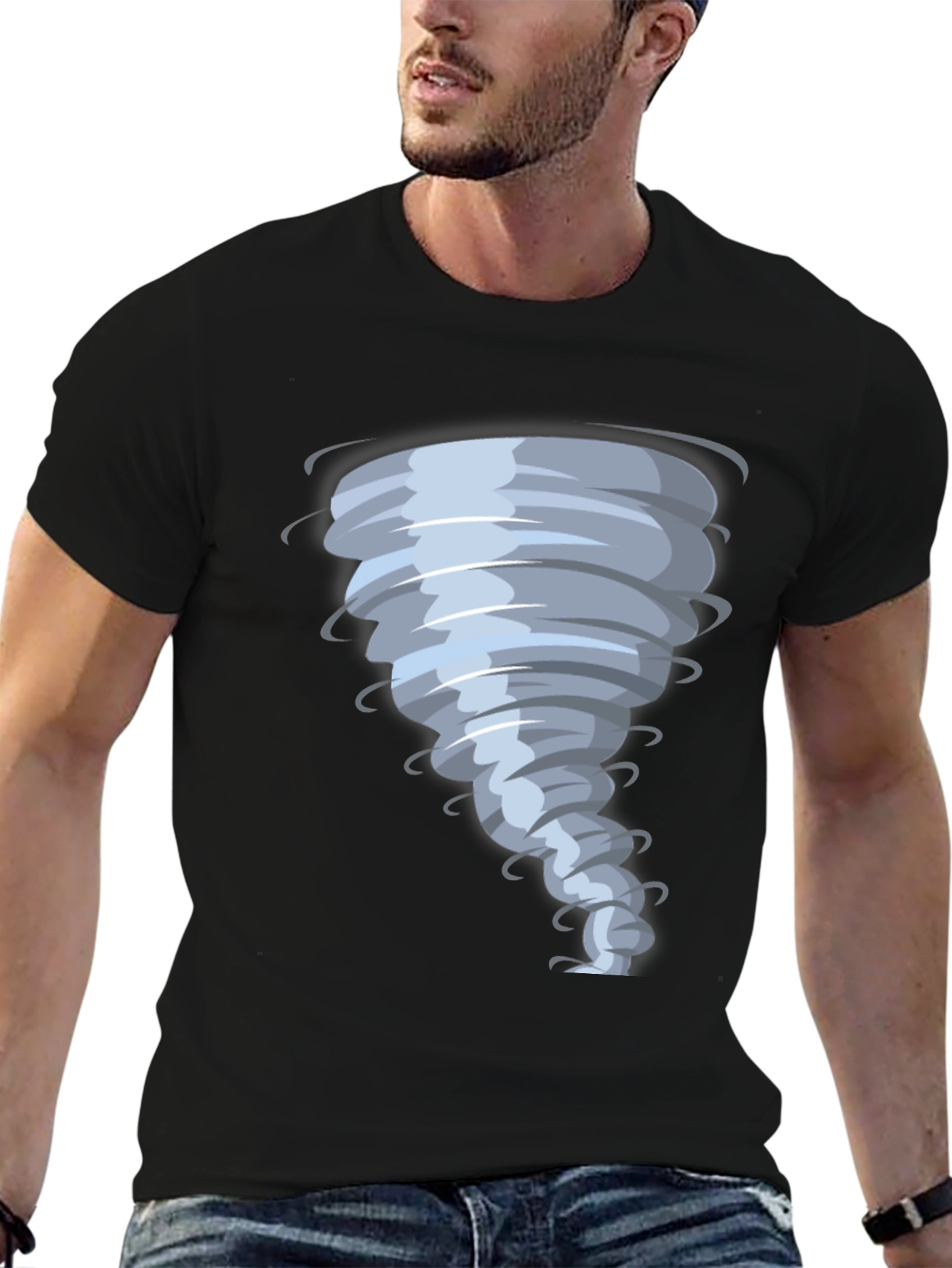 Tornado Graphic Print Black T-Shirt