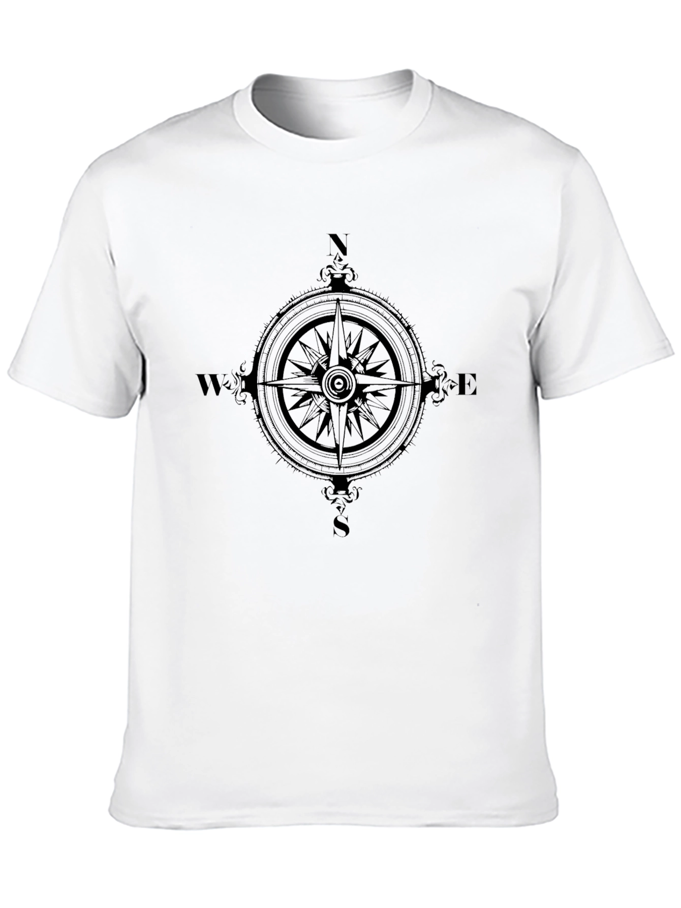 Compass Rose Graphic Print Black T-Shirt