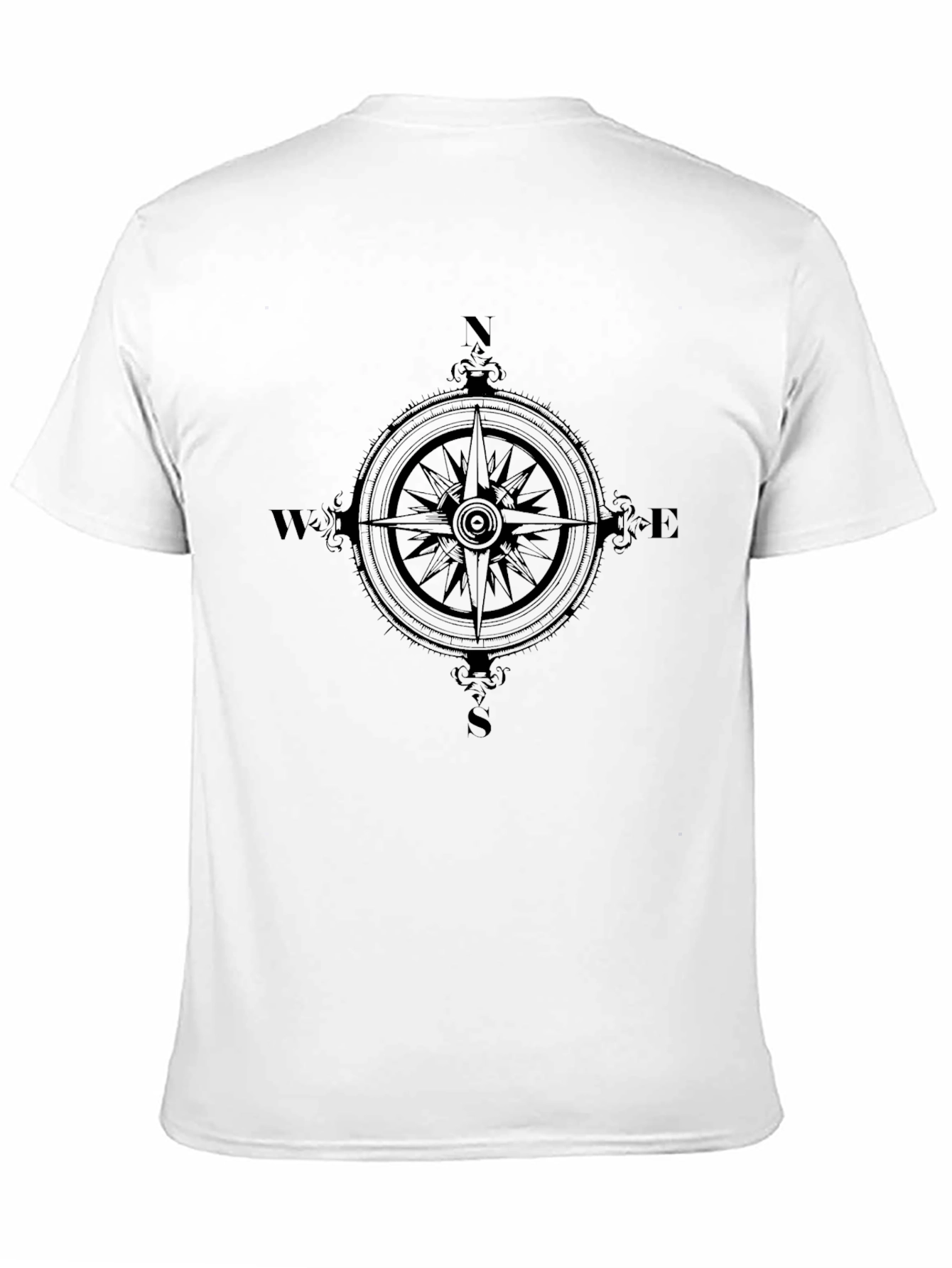 Compass Rose Graphic Print Black T-Shirt