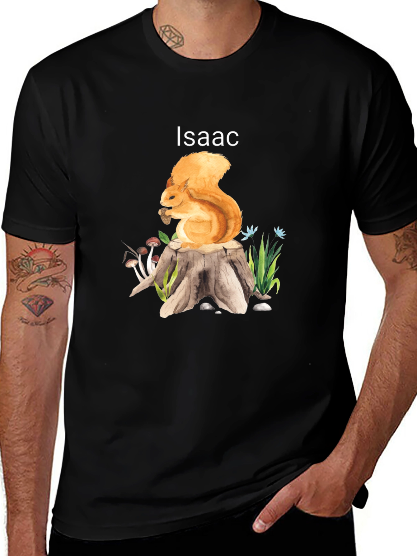 Squirrel on Stump T-Shirt - Personalized Name Tee