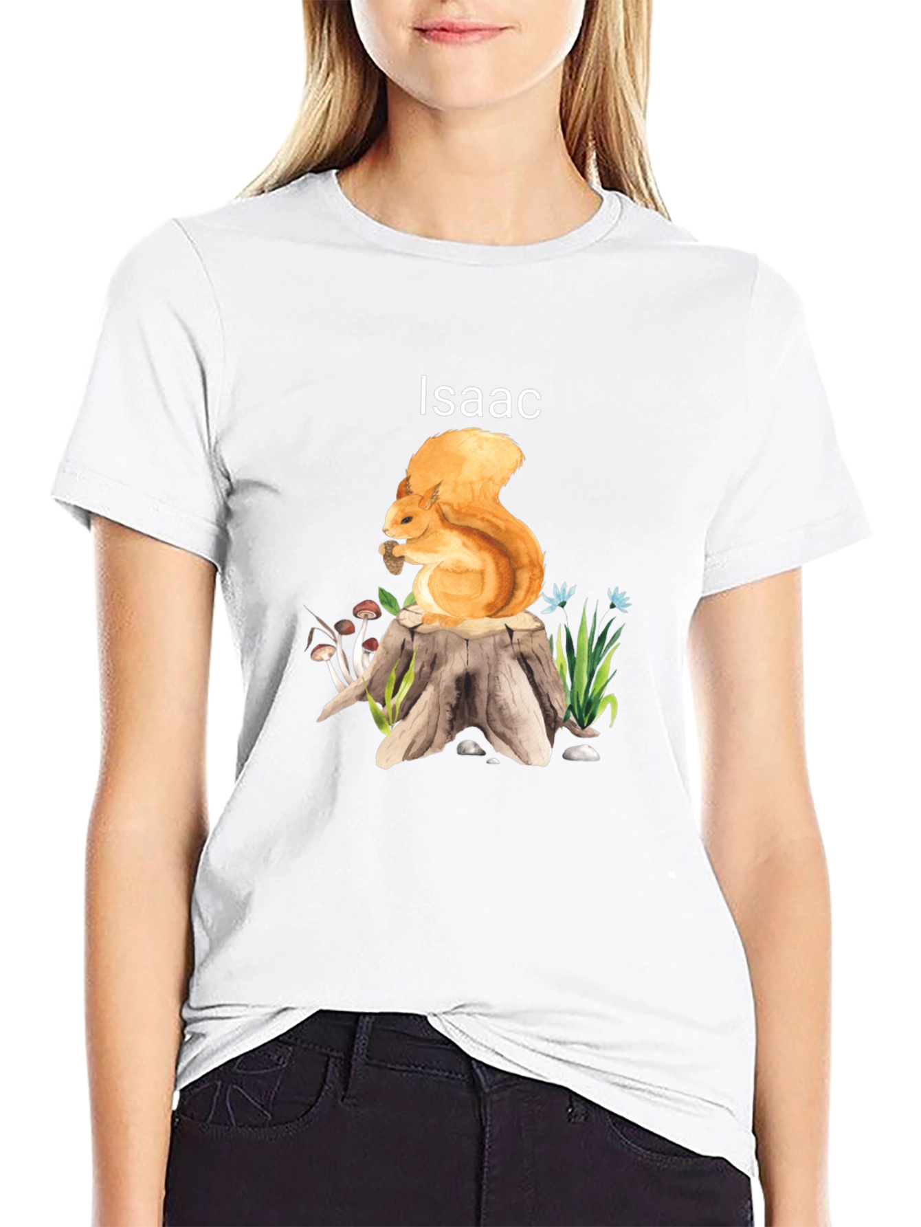 Squirrel on Stump T-Shirt - Personalized Name Tee
