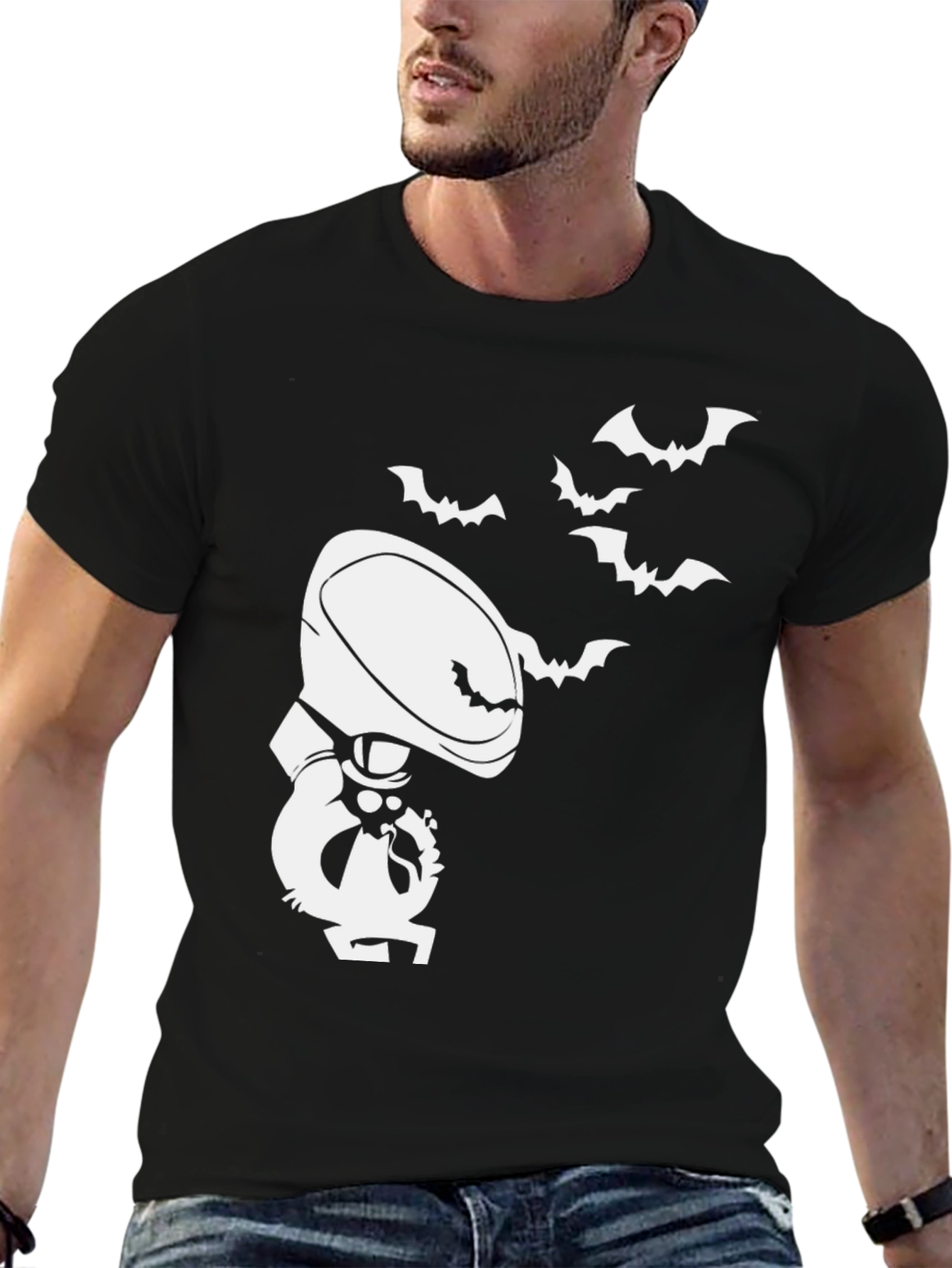 Halloween Cartoon Grim Reaper Bat T-Shirt