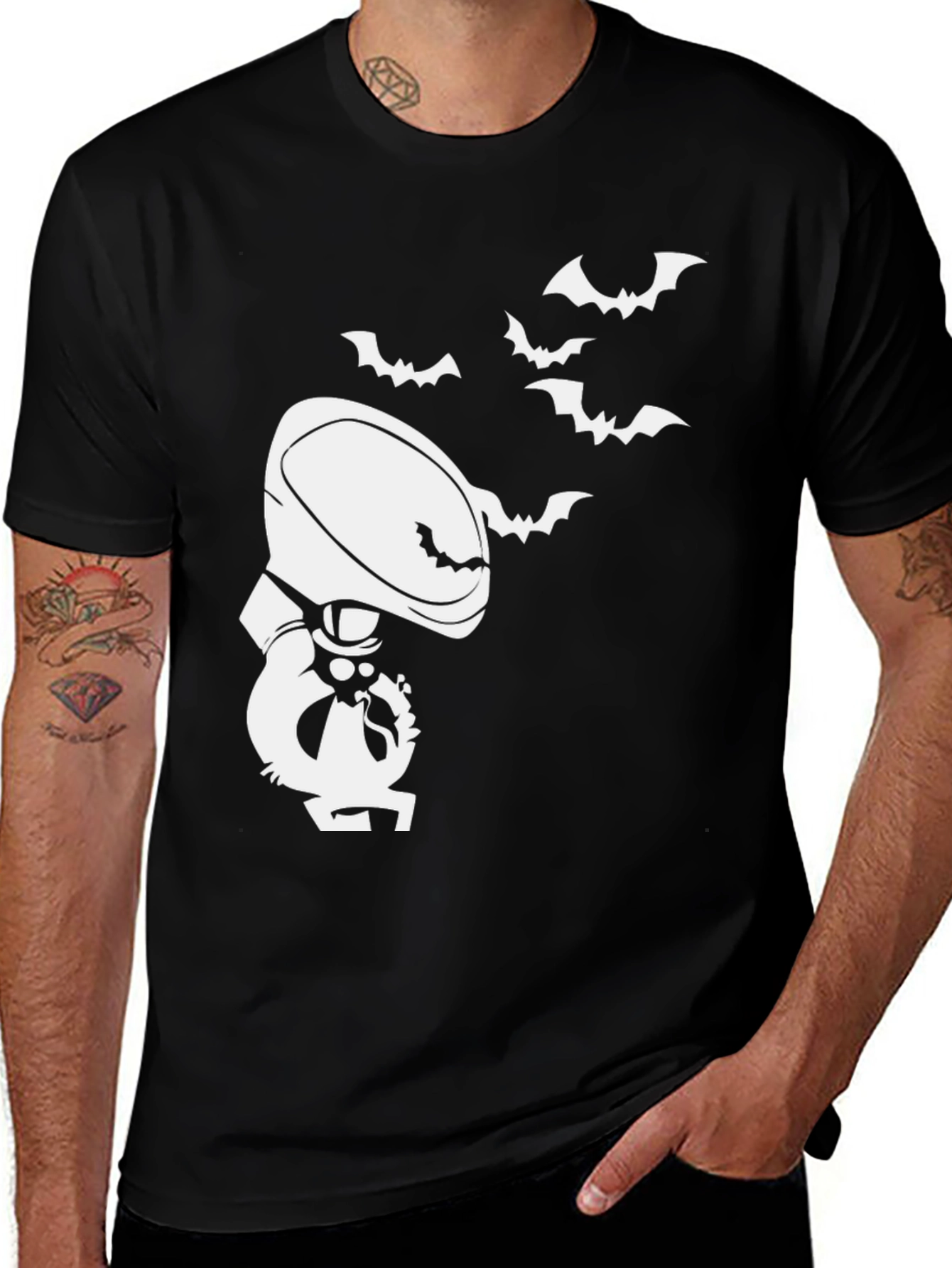 Halloween Cartoon Grim Reaper Bat T-Shirt