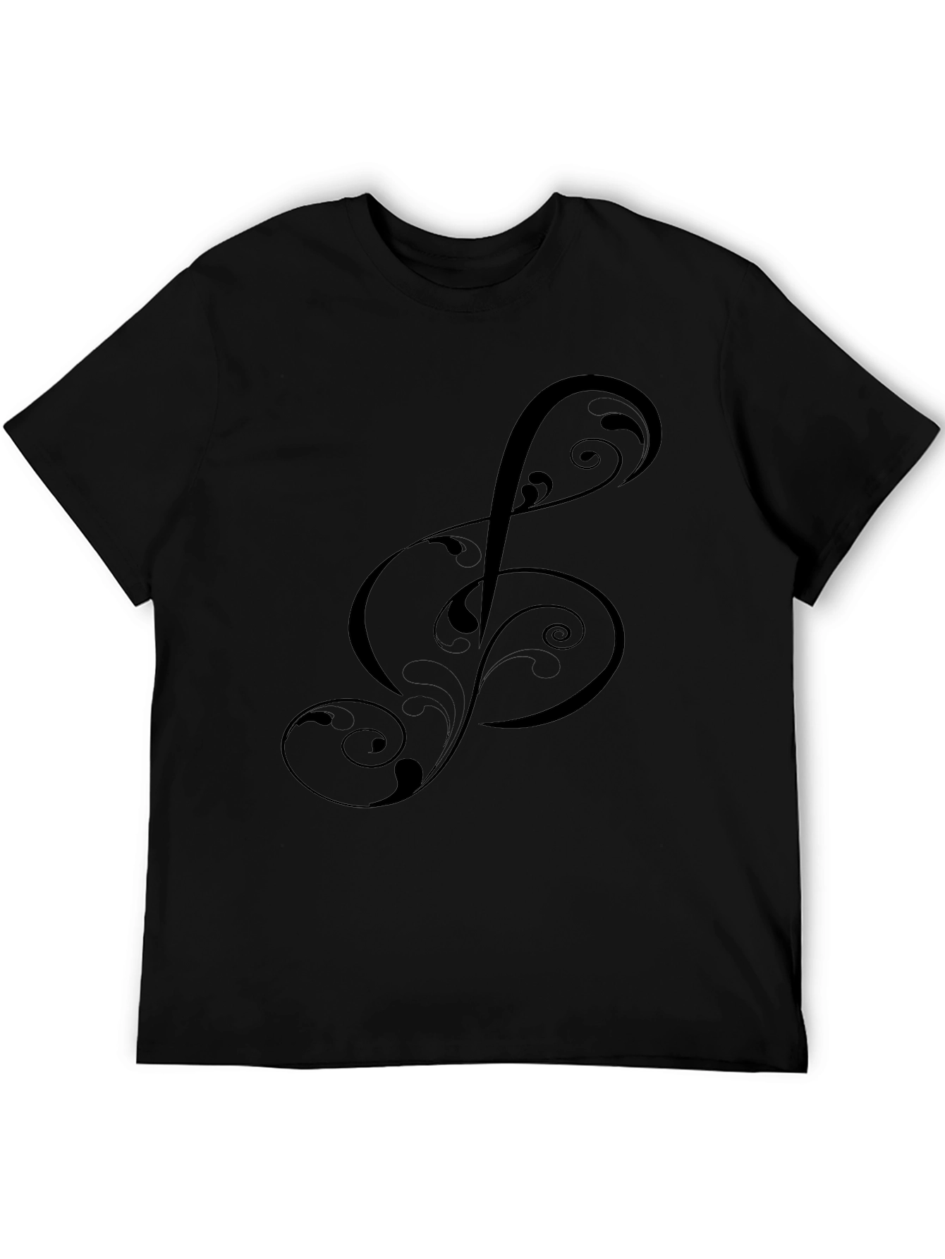 Elegant Treble Clef Graphic Black T-Shirt
