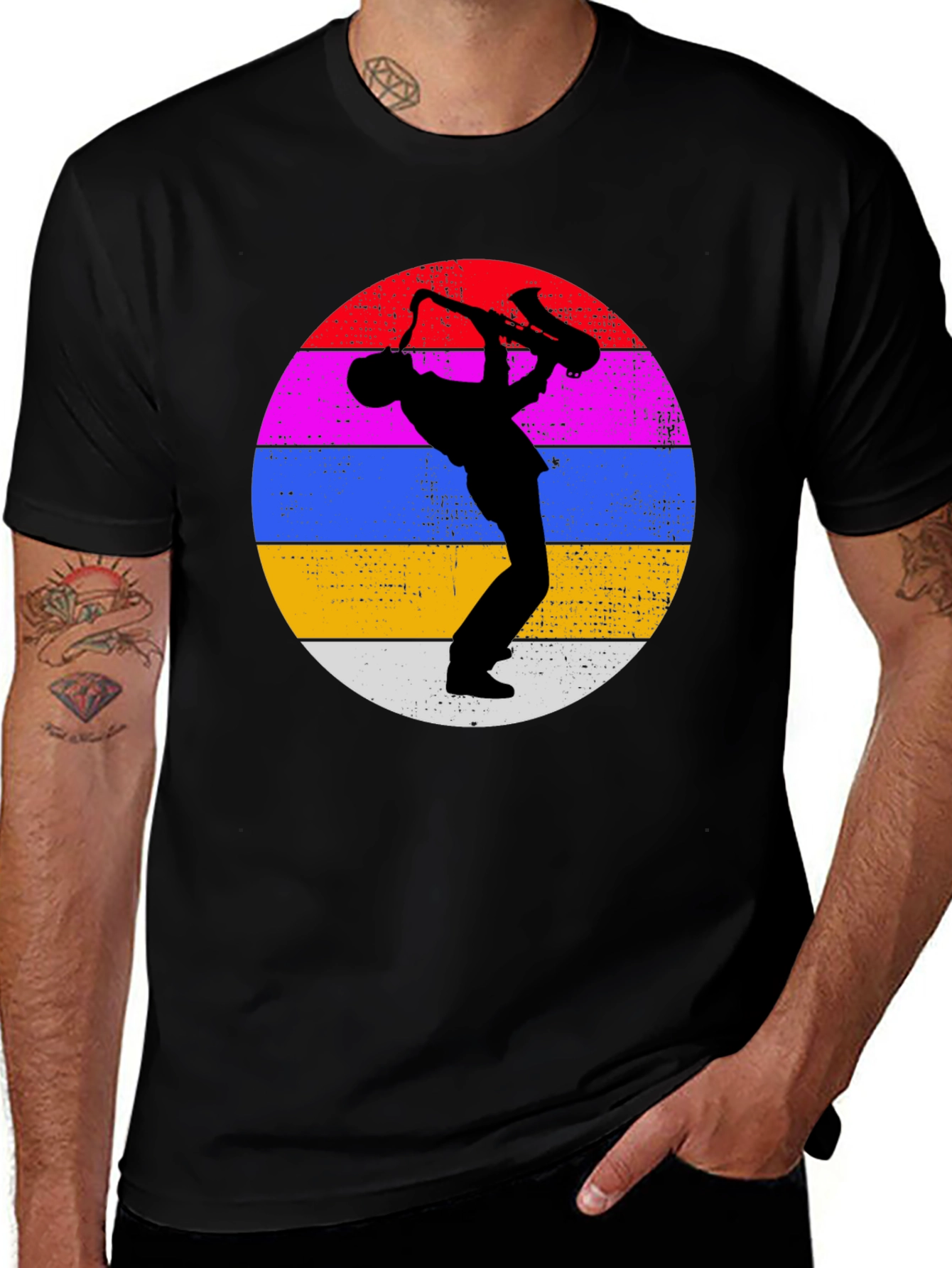 Retro Saxophone Player Graphic Tee - Cool Musician T-Shirt