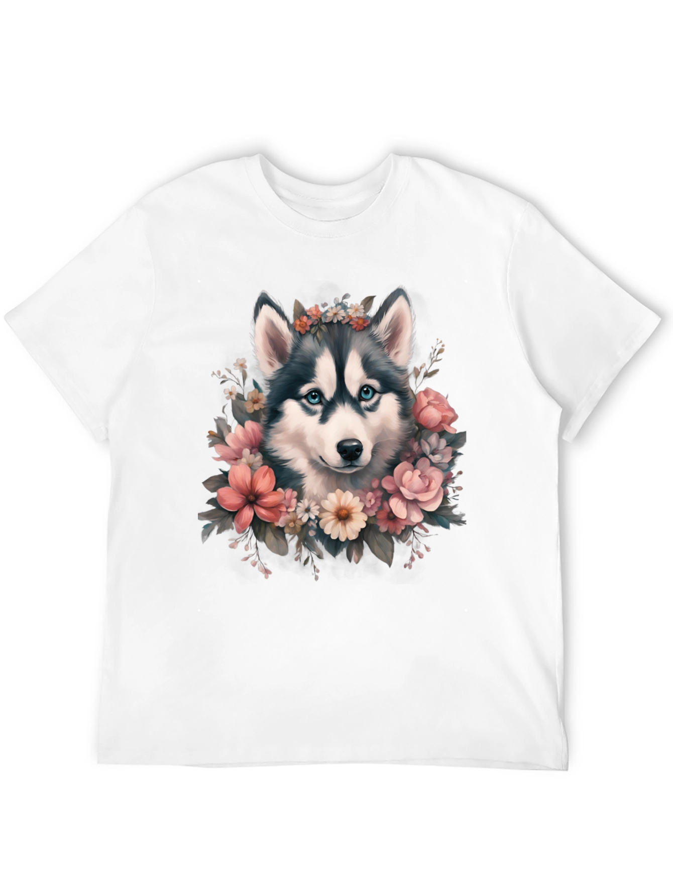 Husky Floral T-Shirt - Cute Dog Tee