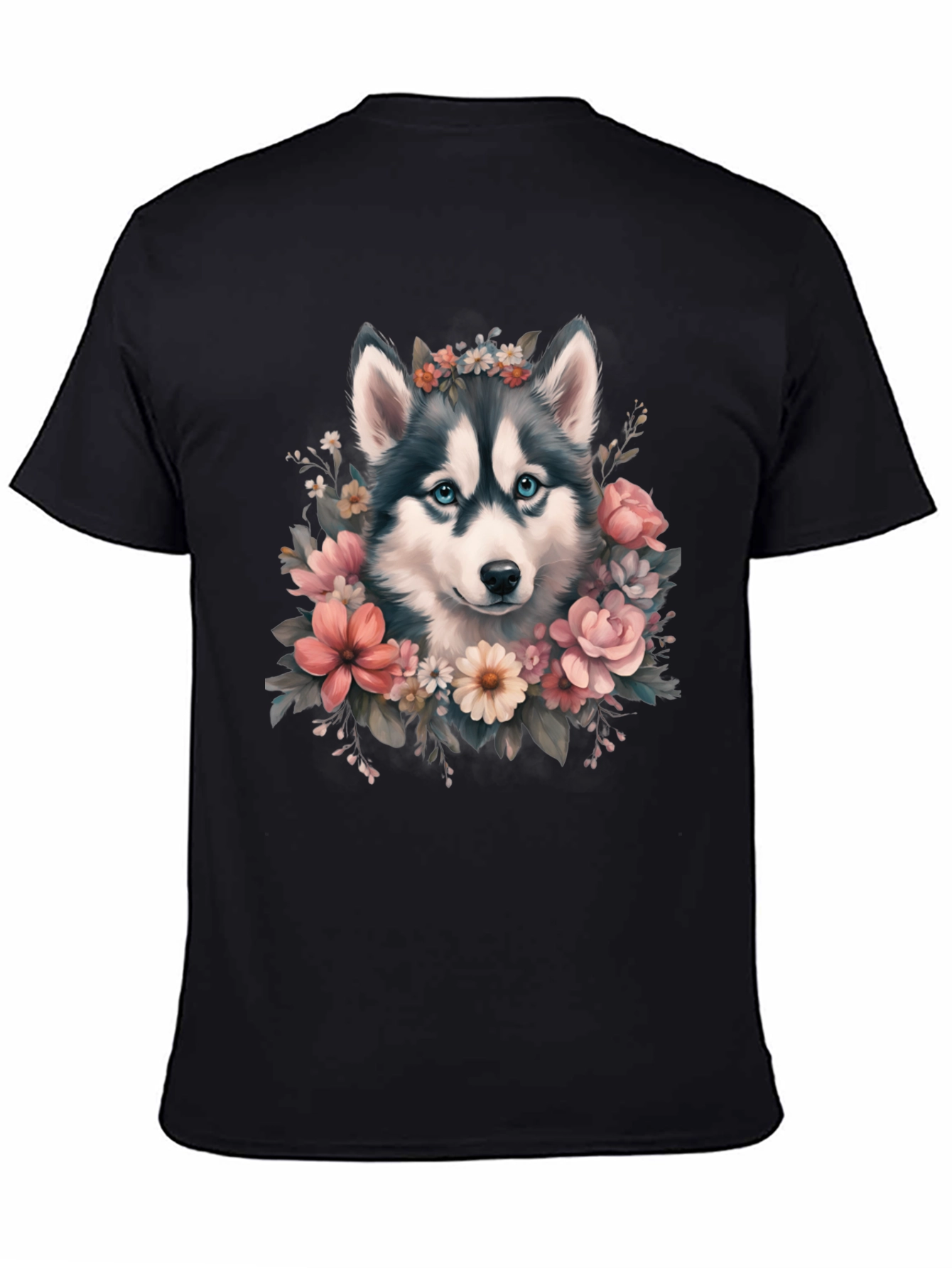 Husky Floral T-Shirt - Cute Dog Tee