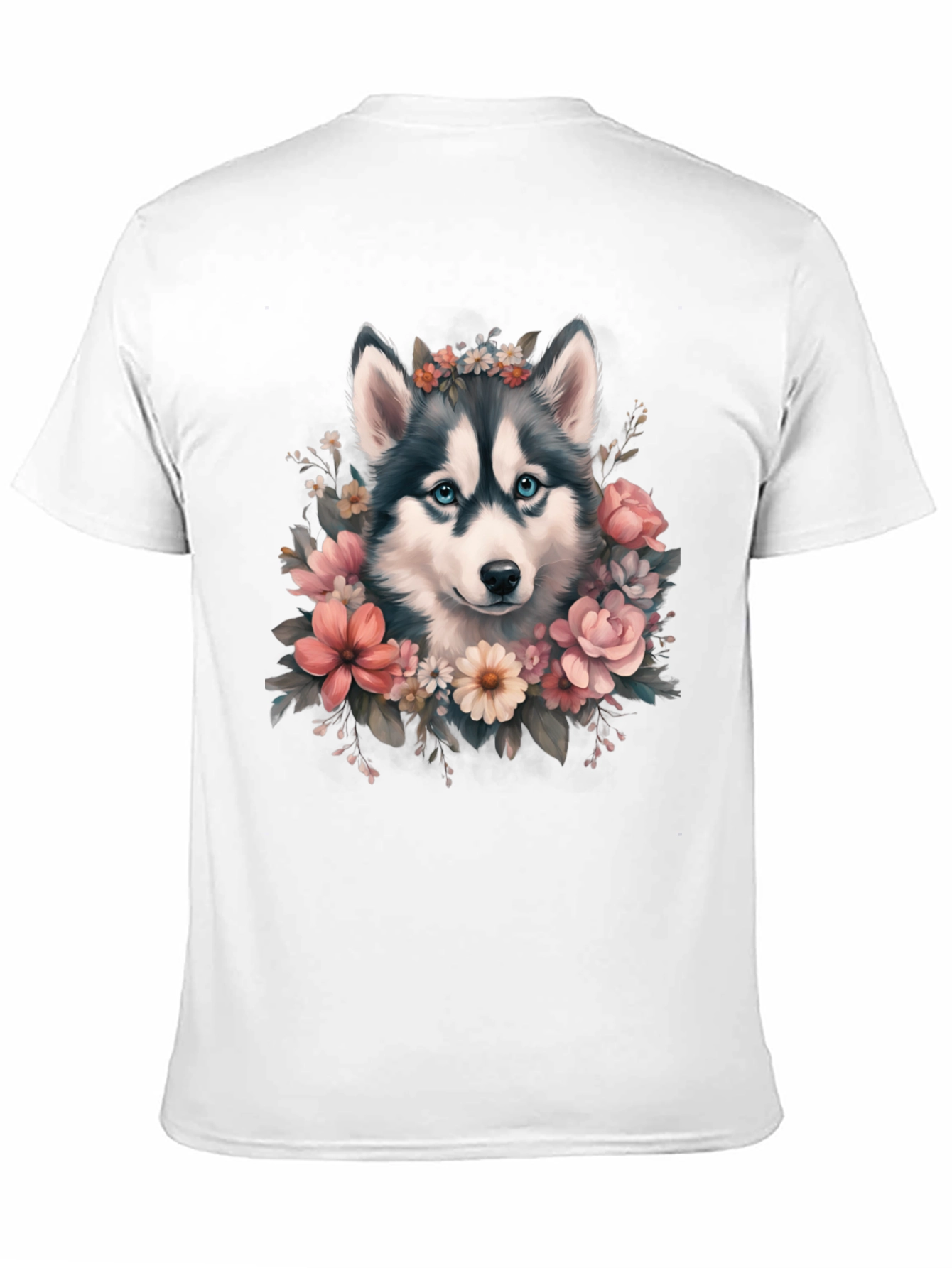 Husky Floral T-Shirt - Cute Dog Tee