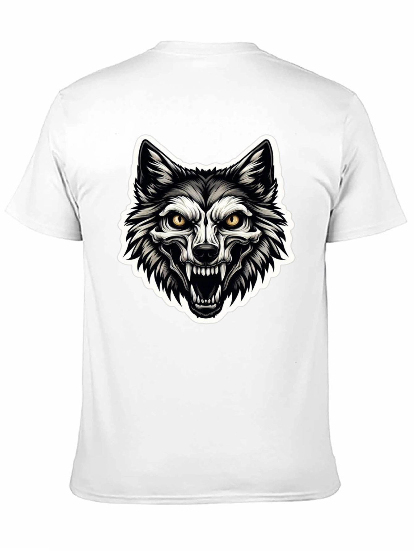 Mens Black T-Shirt with Wolf Graphic