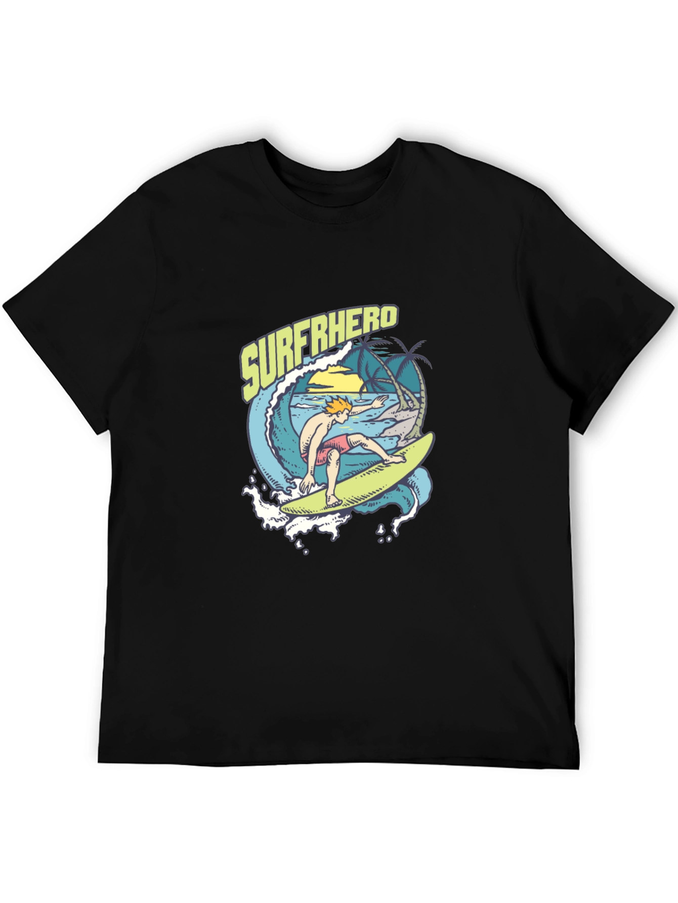 Surferhero Black Graphic Tee - Summer Vibes