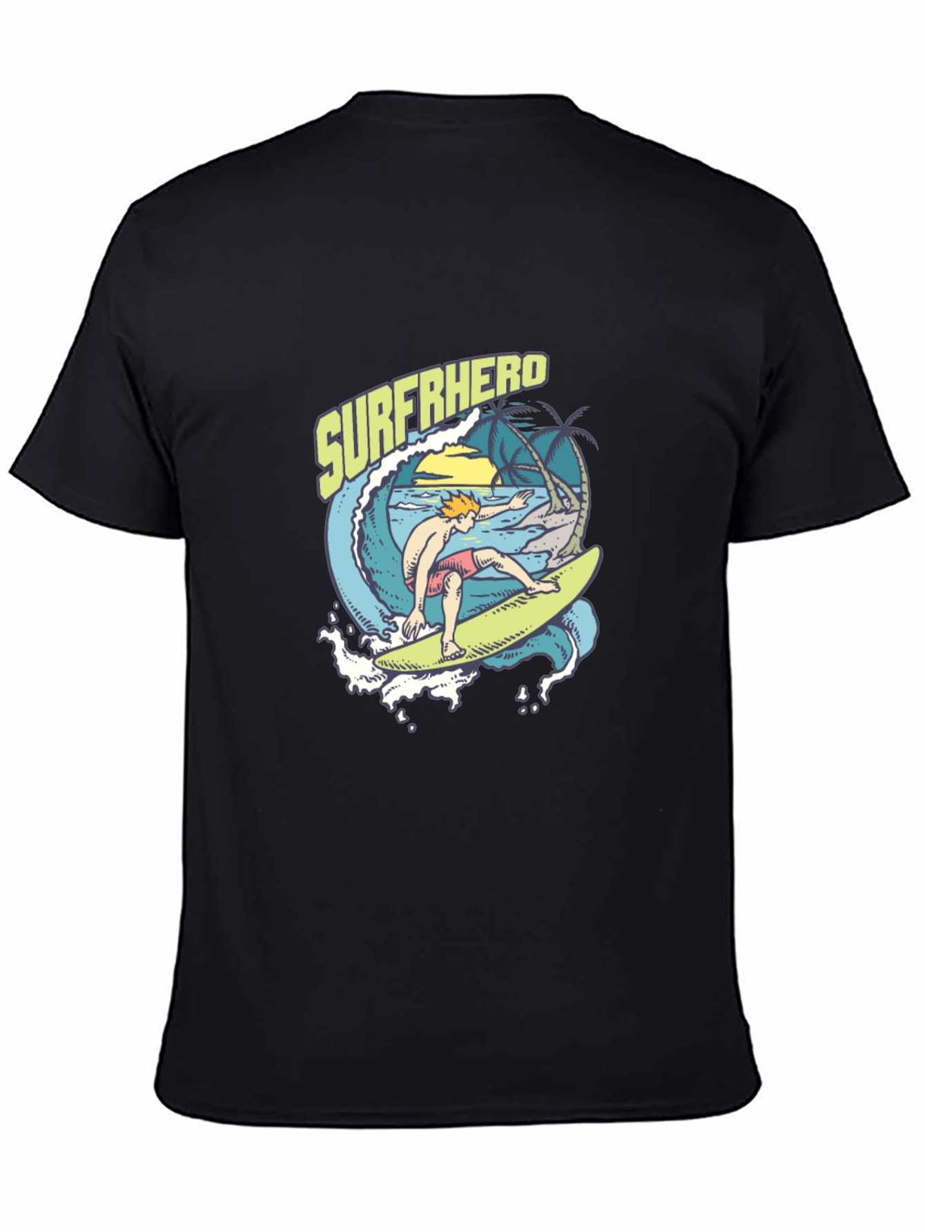 Surferhero Black Graphic Tee - Summer Vibes