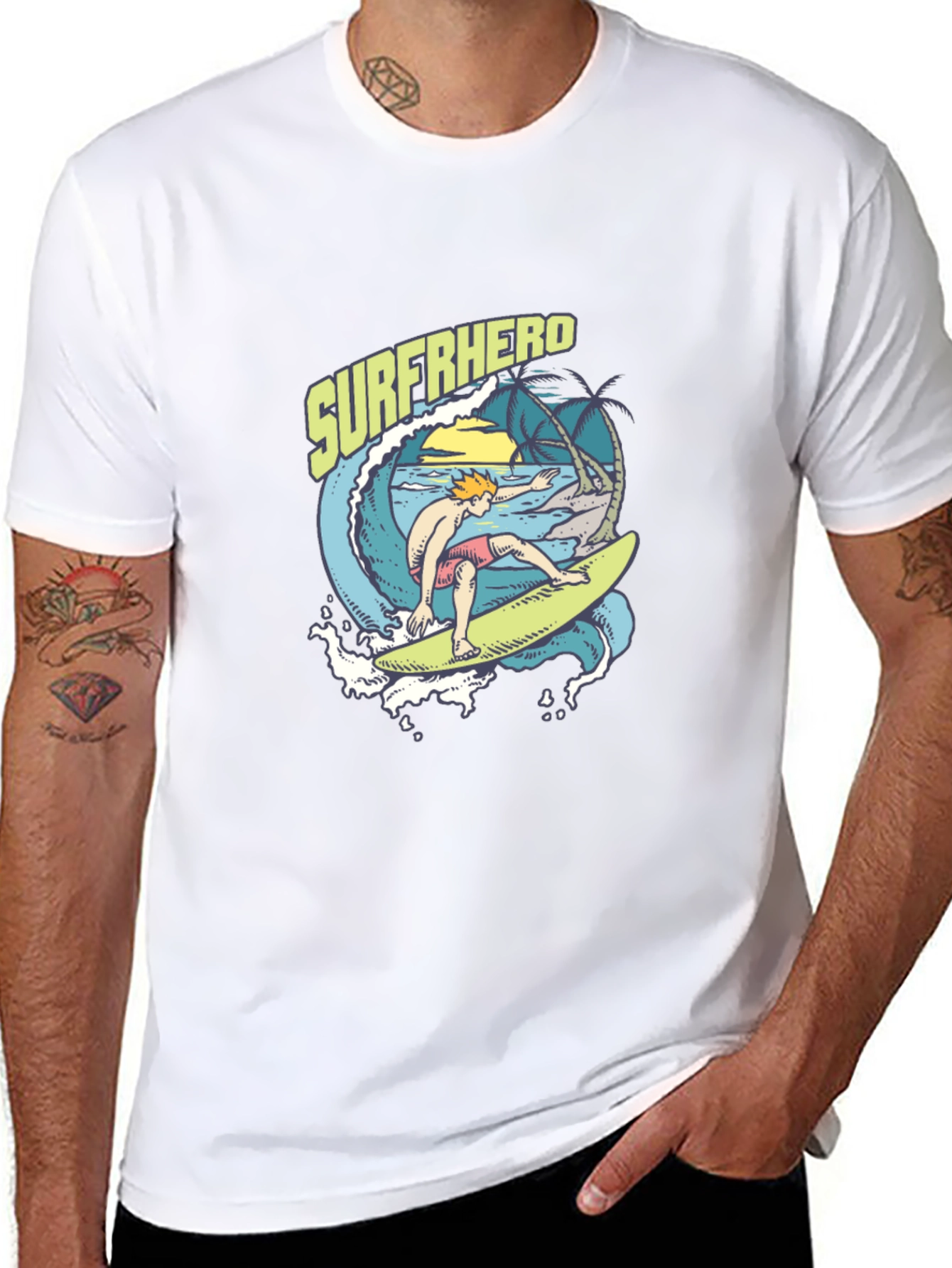 Surferhero Black Graphic Tee - Summer Vibes