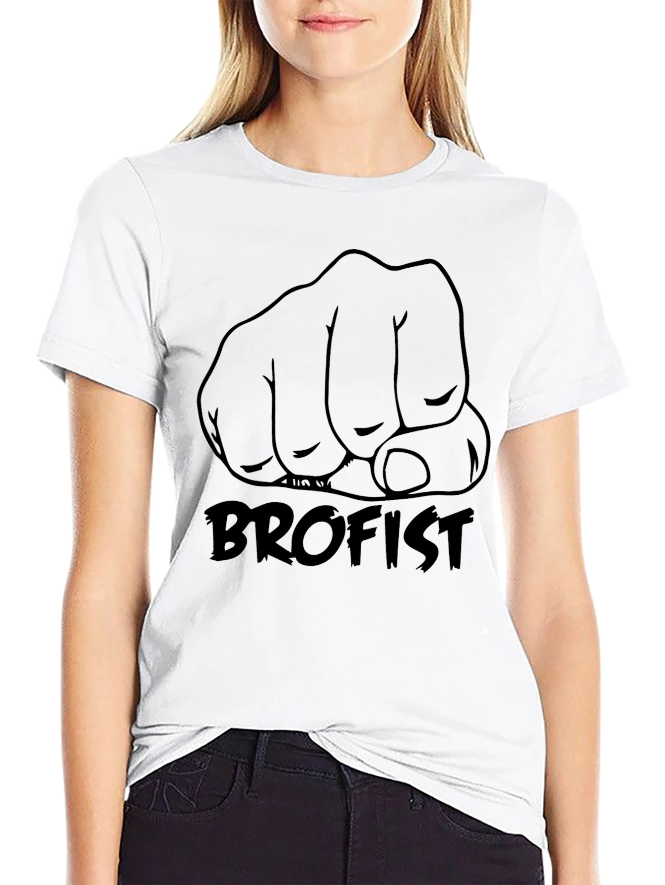Brofist Graphic Tee - Black Cotton Blend Shirt
