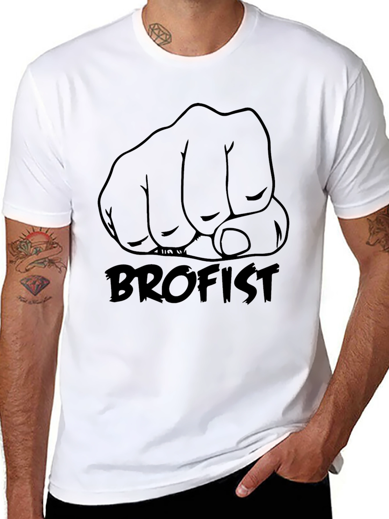 Brofist Graphic Tee - Black Cotton Blend Shirt