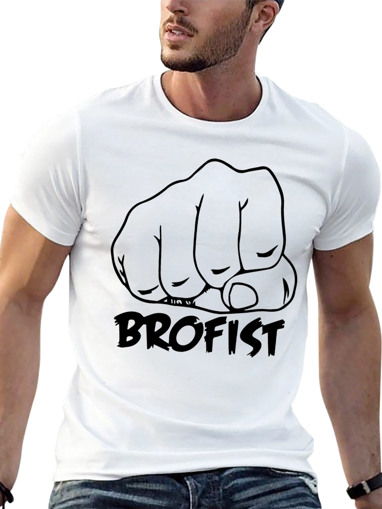 Brofist Graphic Tee - Black Cotton Blend Shirt