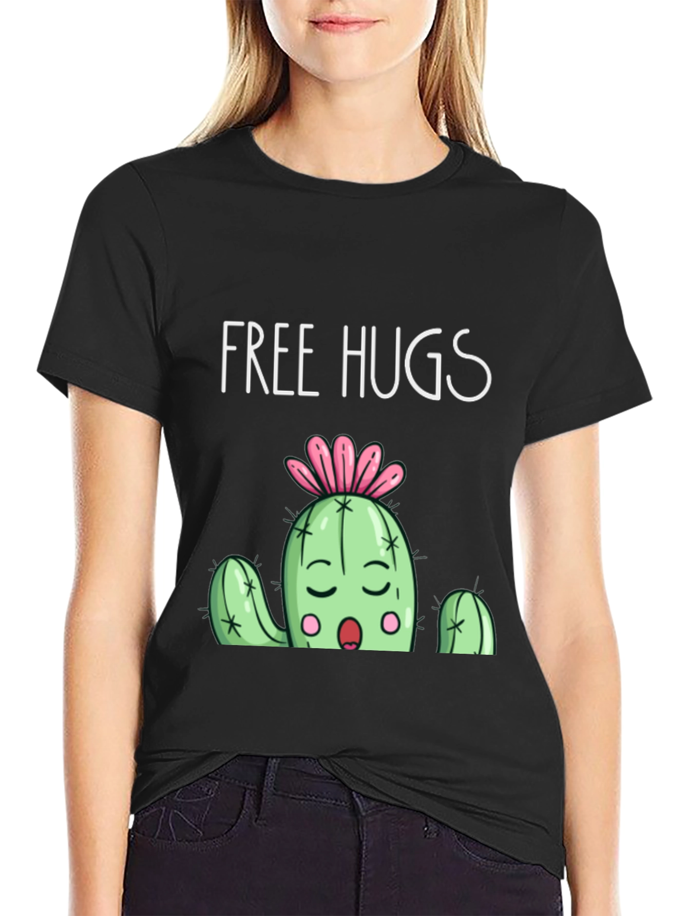 Free Hugs Cactus Graphic T-Shirt