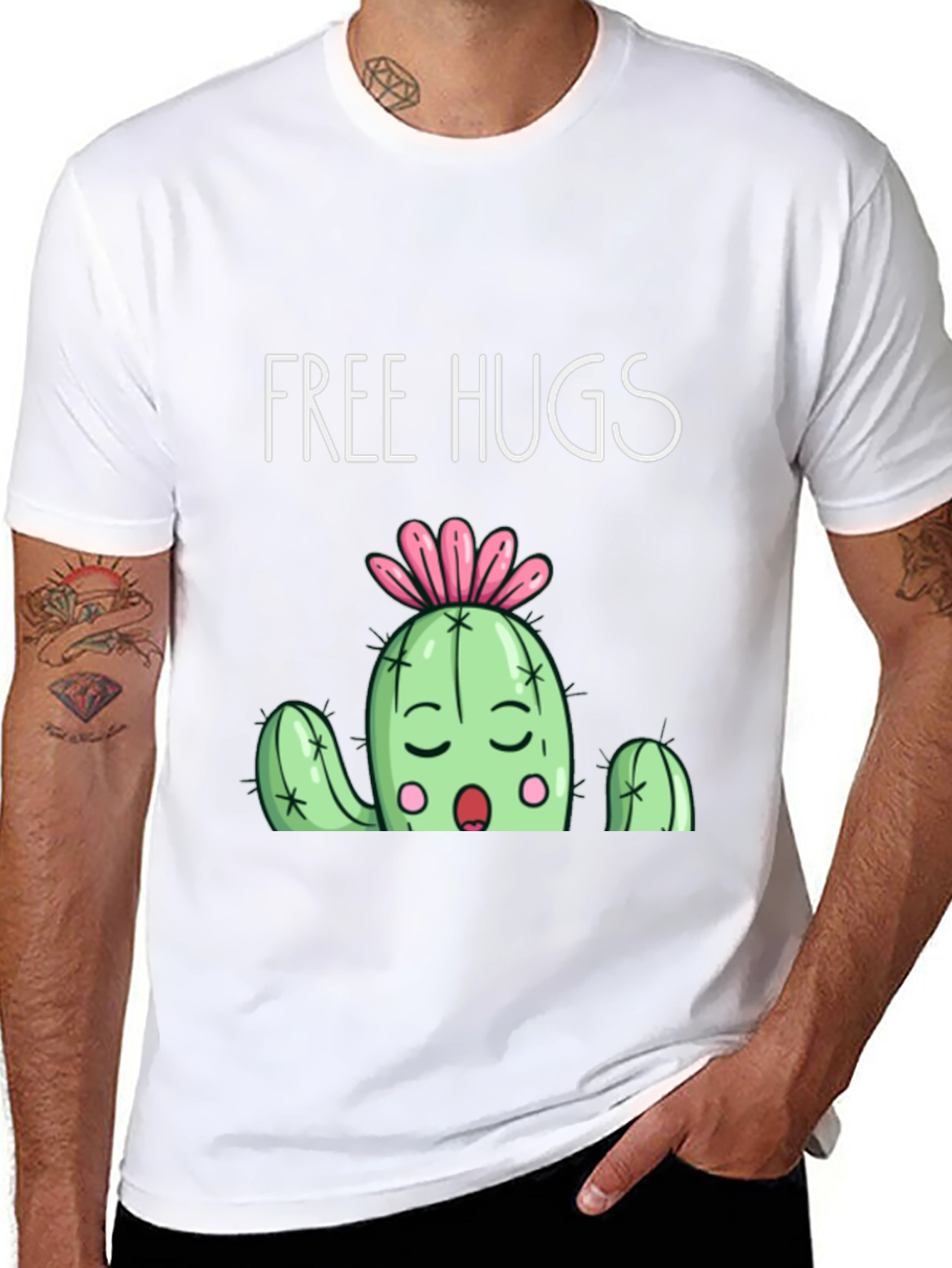 Free Hugs Cactus Graphic T-Shirt