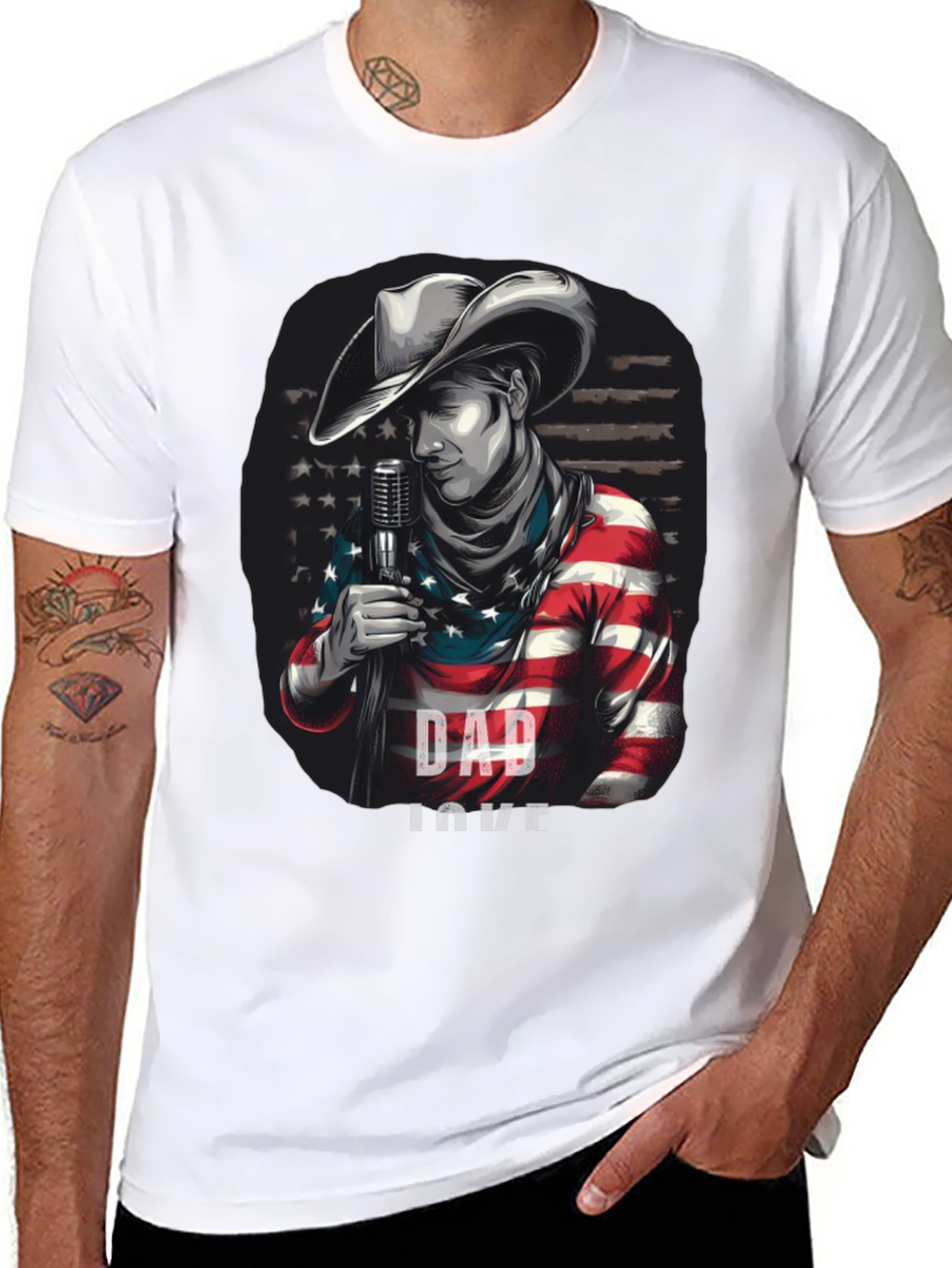 Dad Love American Cowboy Graphic T-Shirt