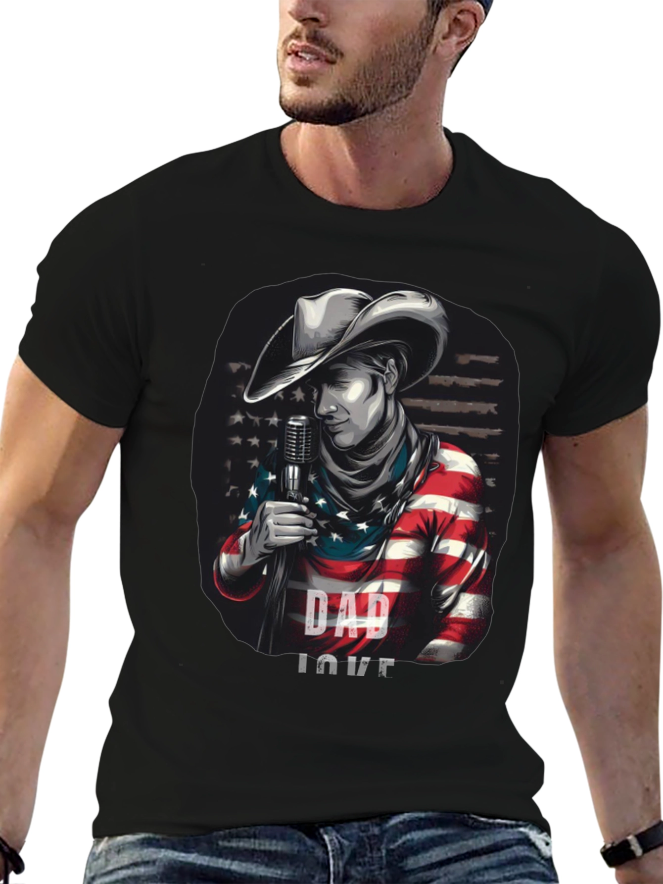 Dad Love American Cowboy Graphic T-Shirt