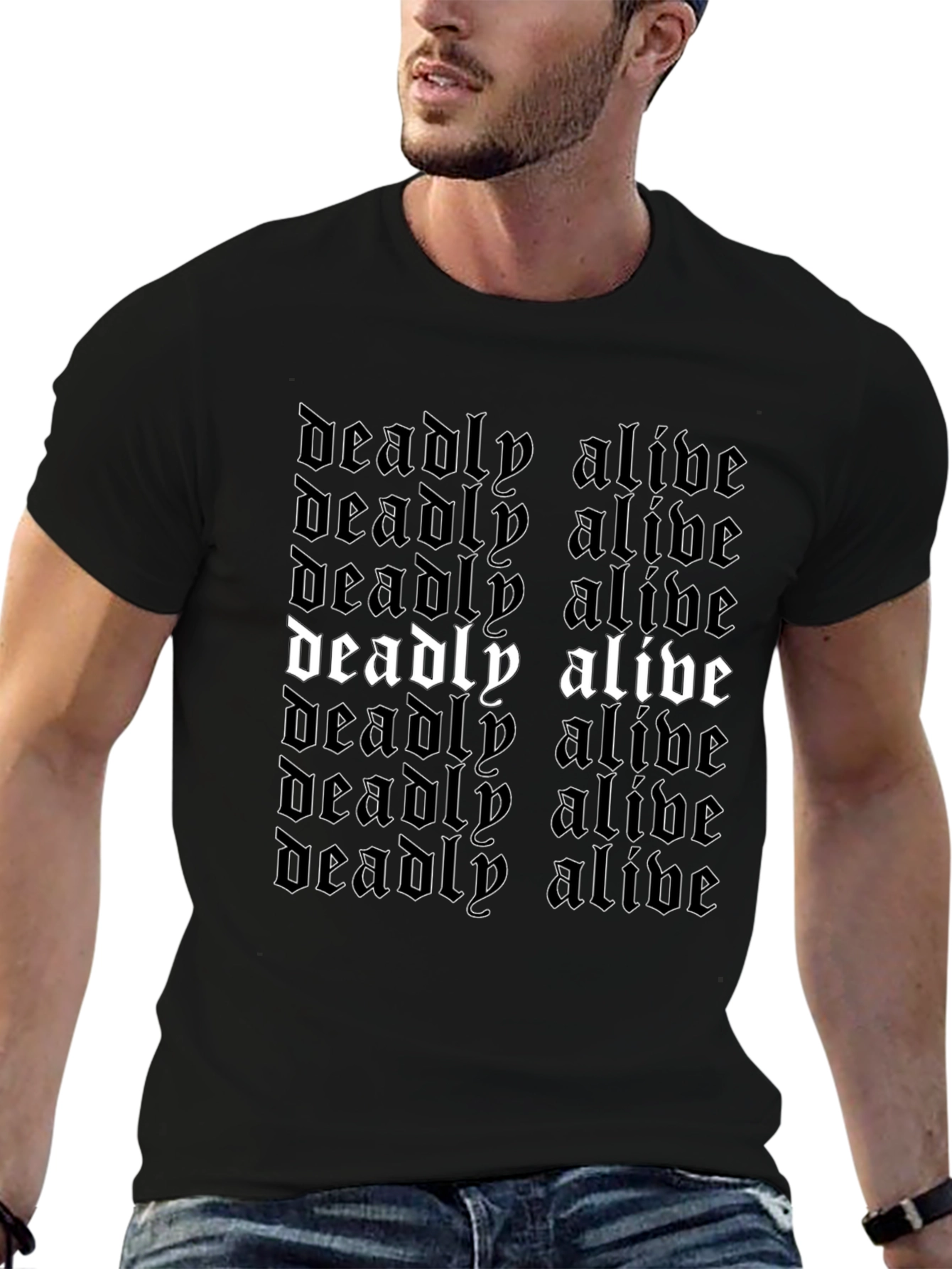 Deadly Alive Graphic Tee - Black Cotton T-Shirt