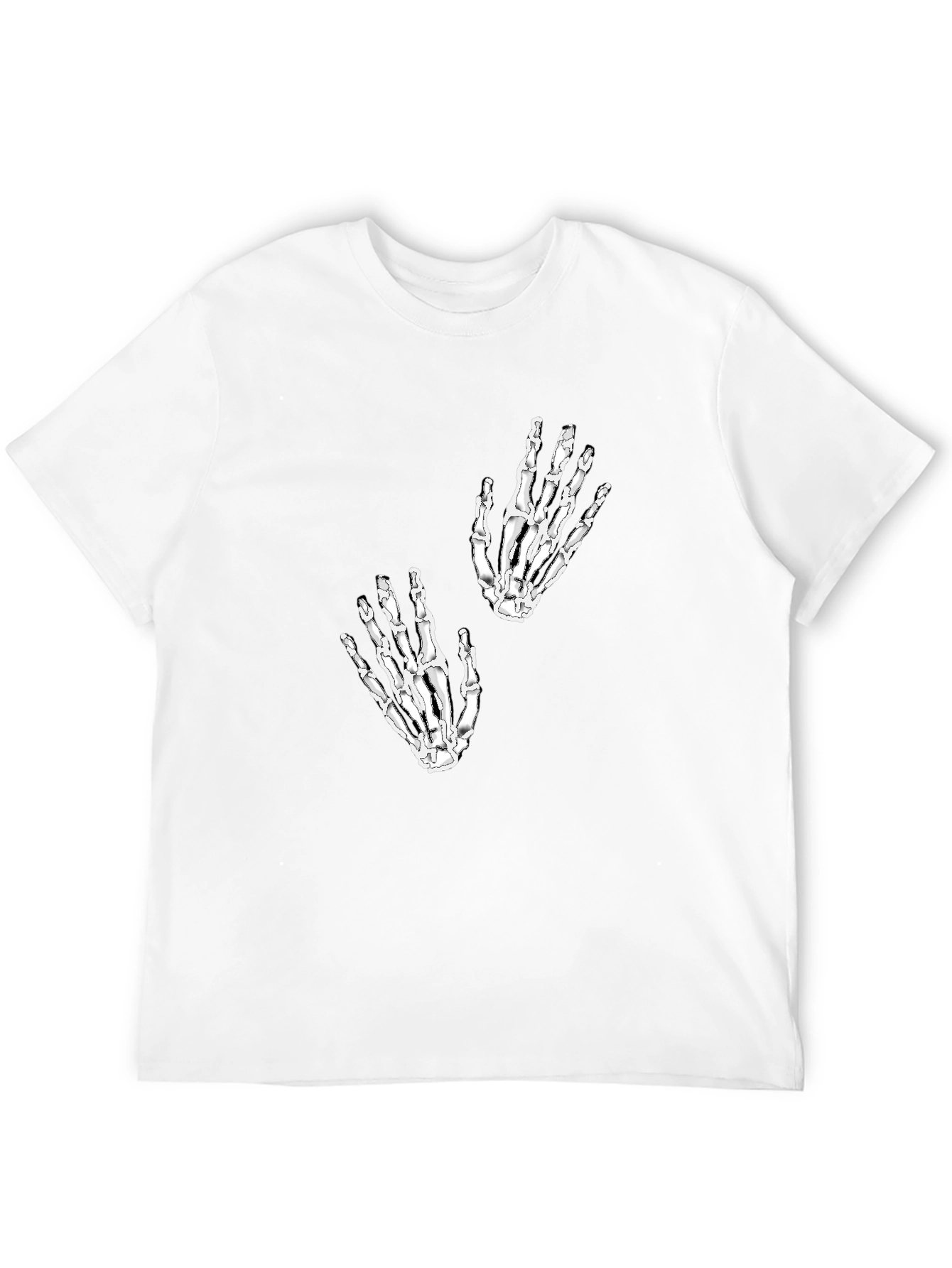 Skeleton Hand Graphic Tee - Black Cotton Shirt