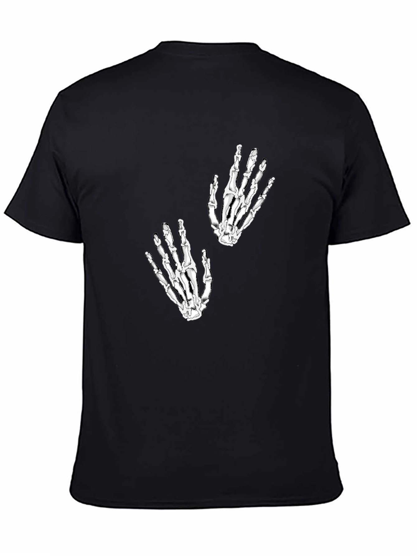 Skeleton Hand Graphic Tee - Black Cotton Shirt