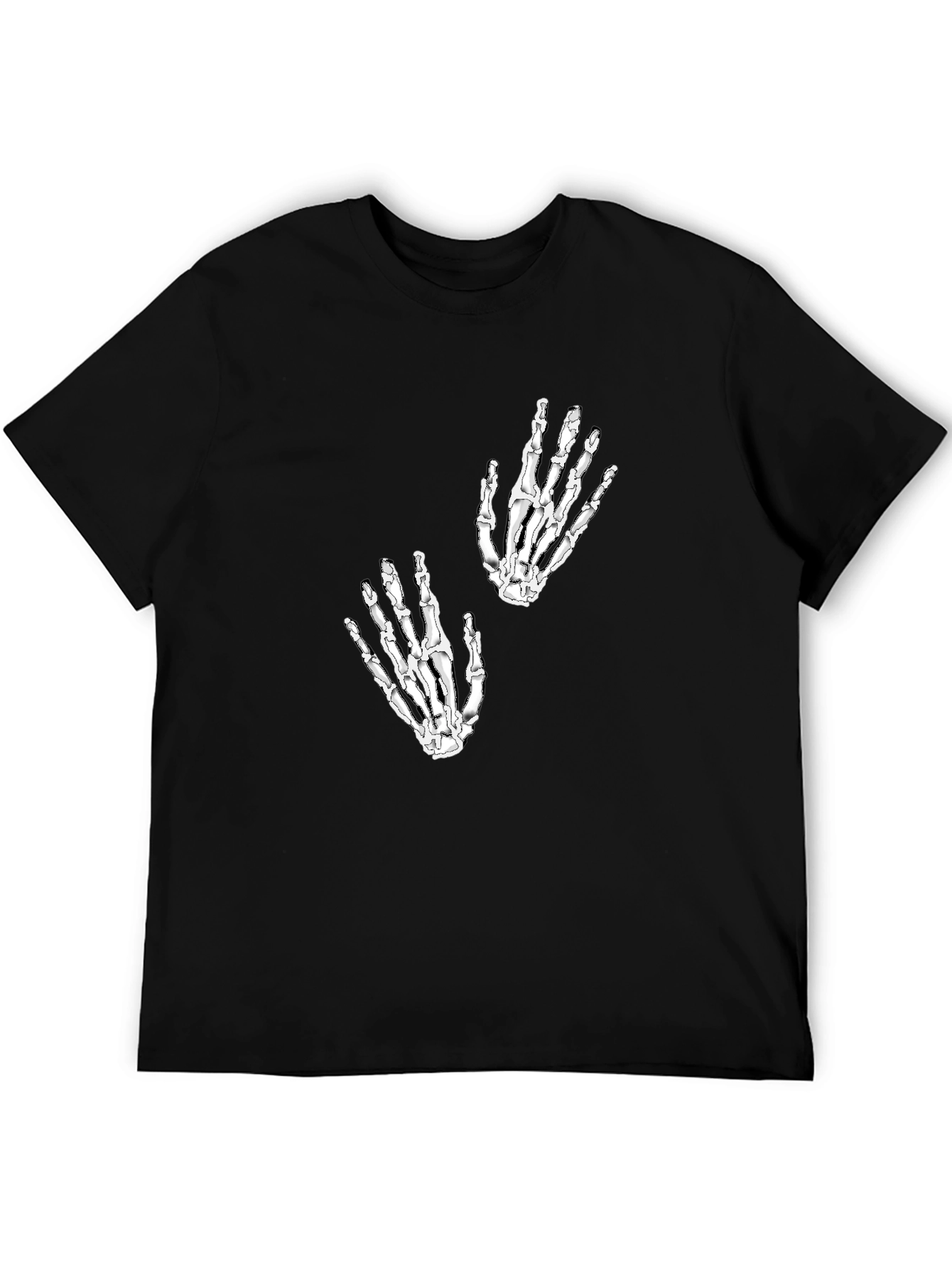 Skeleton Hand Graphic Tee - Black Cotton Shirt