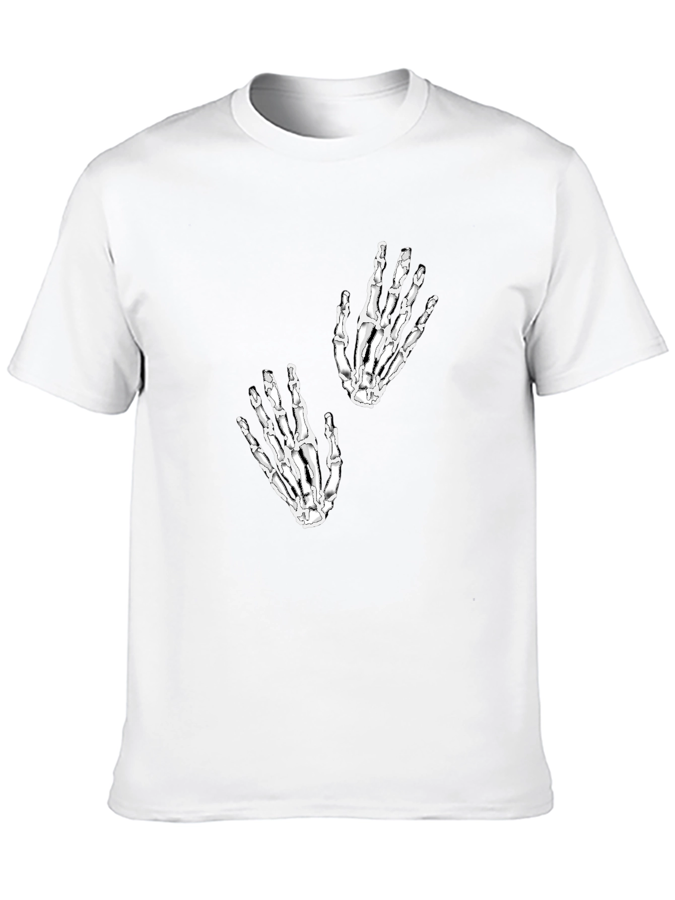 Skeleton Hand Graphic Tee - Black Cotton Shirt