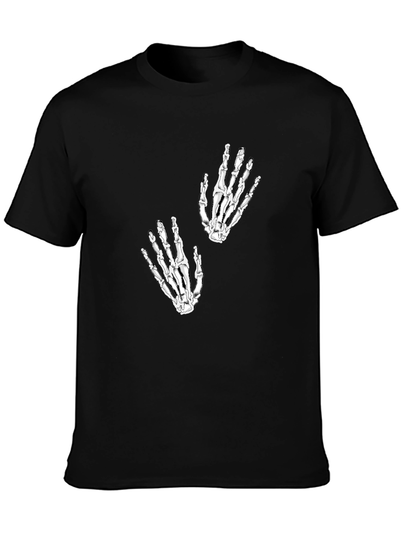Skeleton Hand Graphic Tee - Black Cotton Shirt