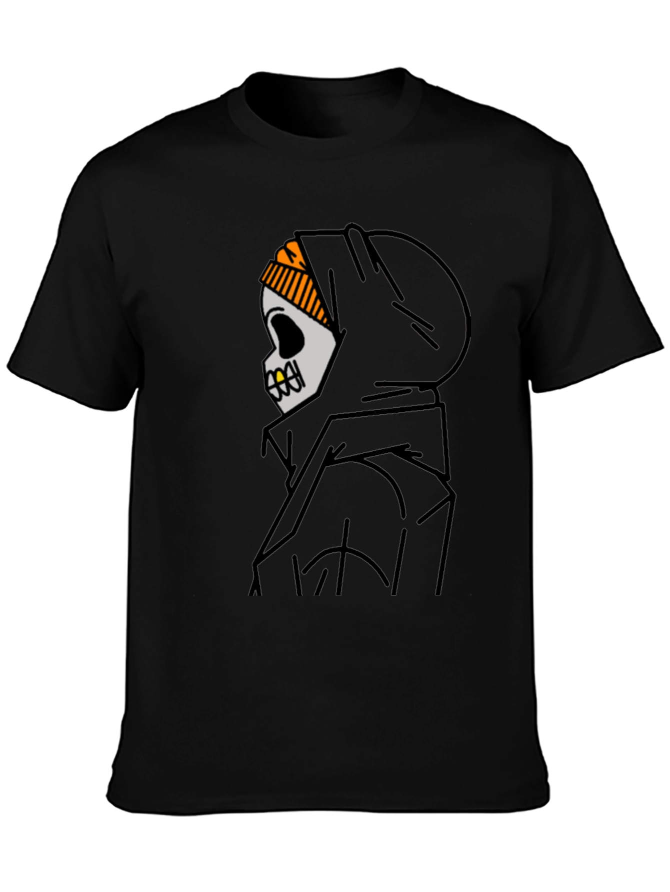 Skull in Hoodie Graphic T-Shirt - Urban Streetwear