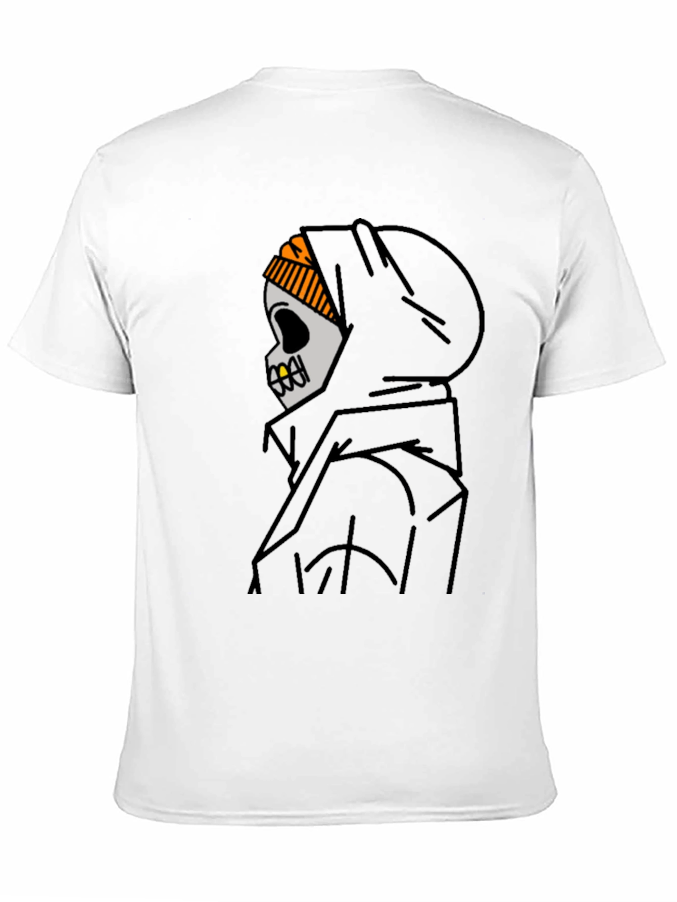 Skull in Hoodie Graphic T-Shirt - Urban Streetwear