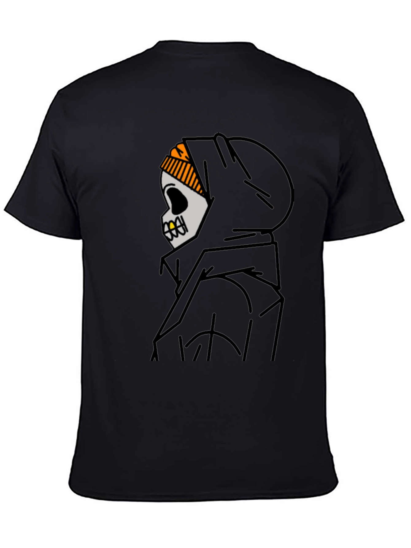Skull in Hoodie Graphic T-Shirt - Urban Streetwear