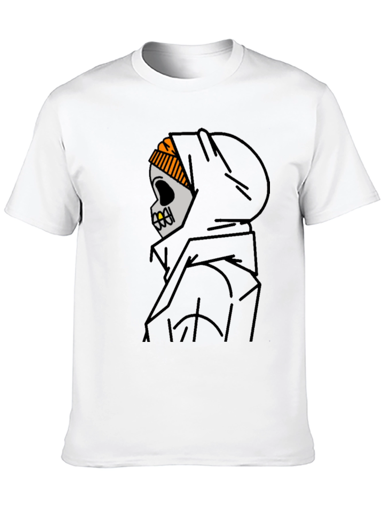 Skull in Hoodie Graphic T-Shirt - Urban Streetwear
