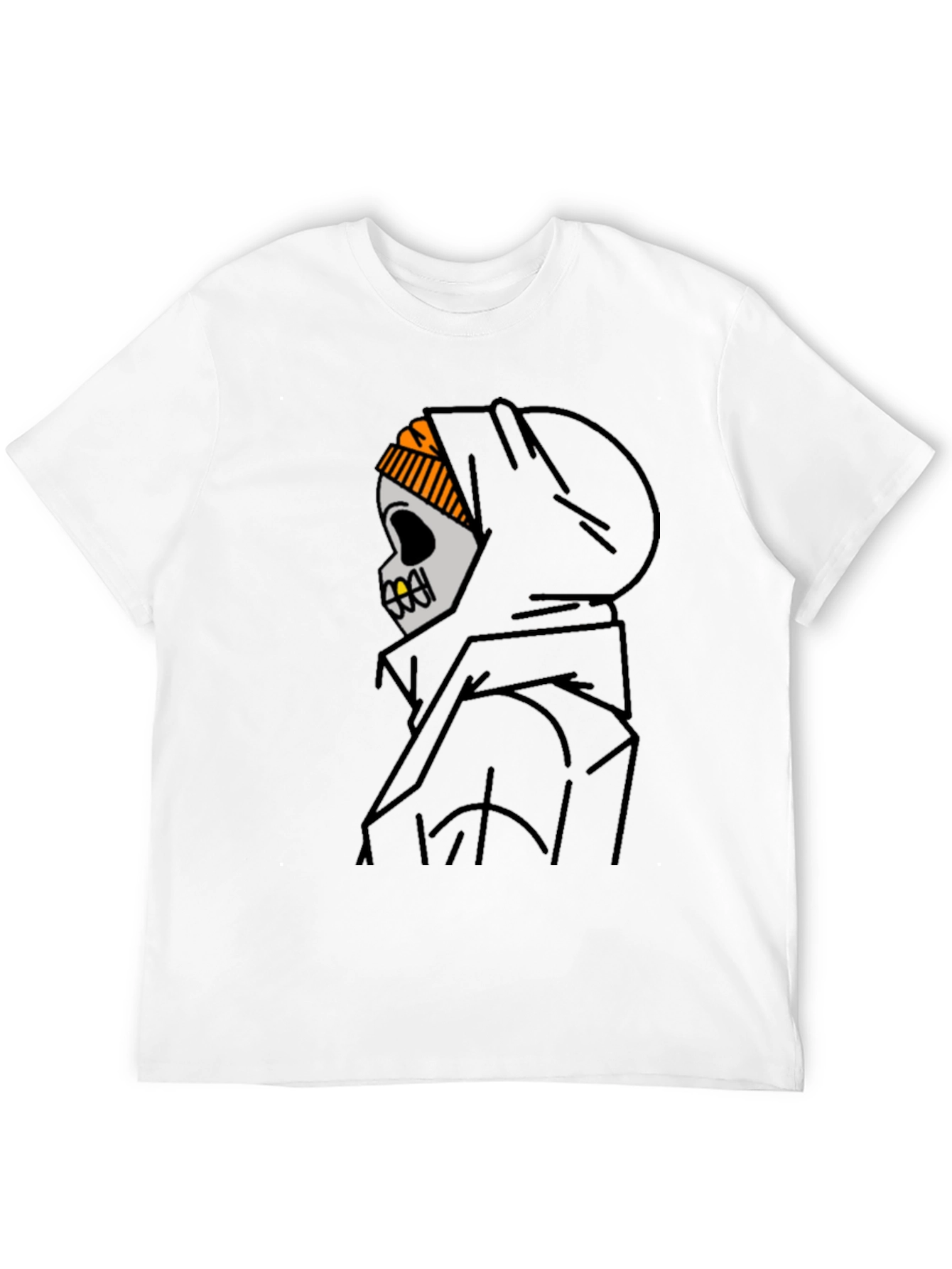 Skull in Hoodie Graphic T-Shirt - Urban Streetwear