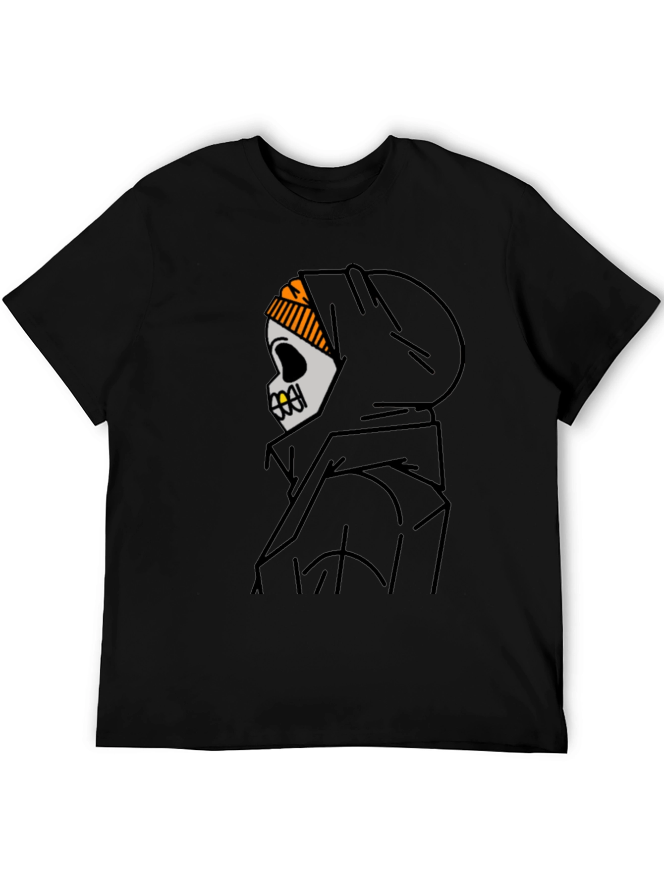 Skull in Hoodie Graphic T-Shirt - Urban Streetwear