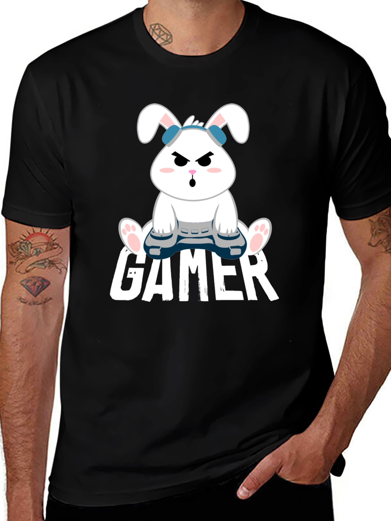 Gamer Bunny Graphic Tee - Playful Style