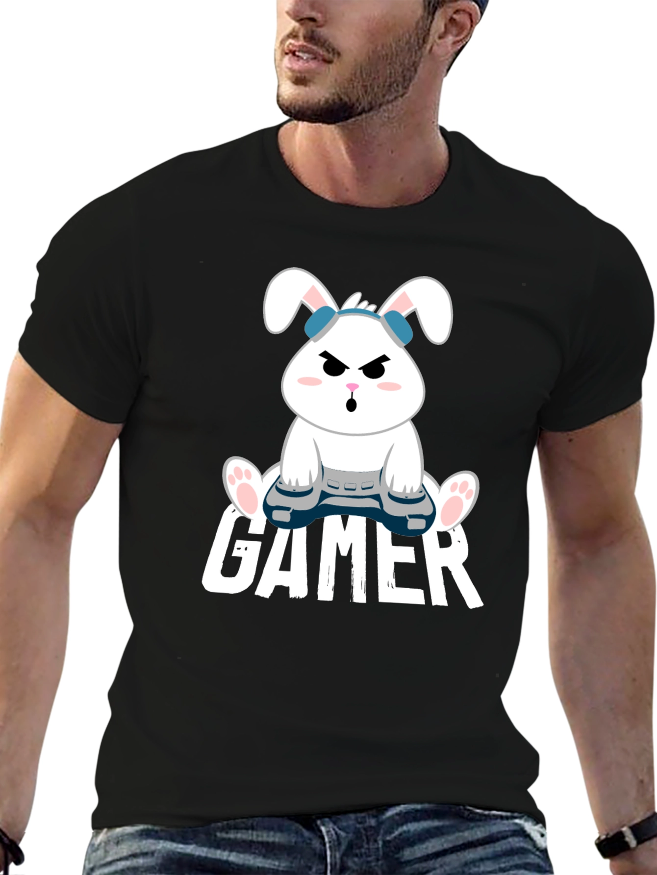 Gamer Bunny Graphic Tee - Playful Style