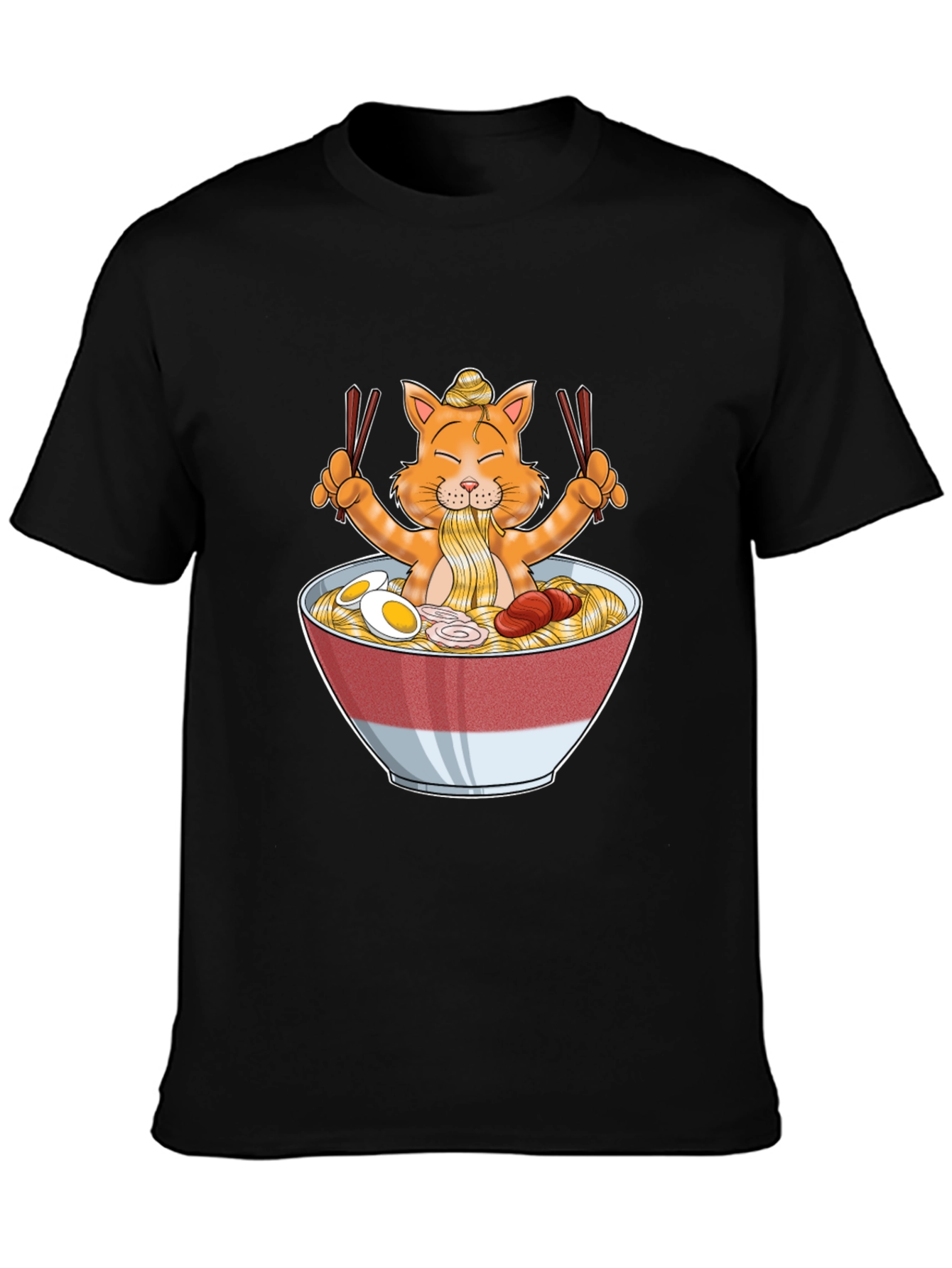 Ramen Cat Graphic T-Shirt - Unique Cartoon Tee