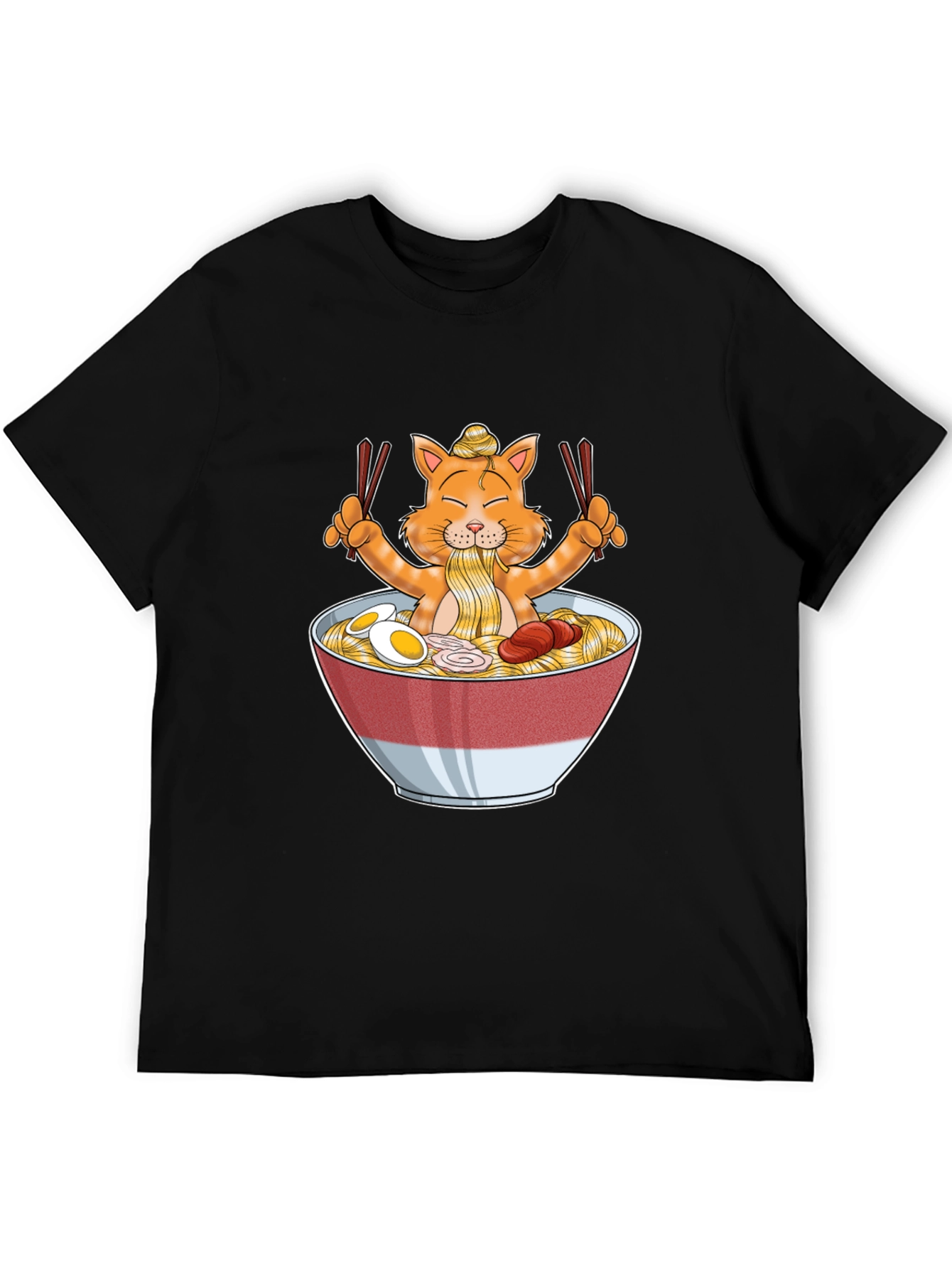 Ramen Cat Graphic T-Shirt - Unique Cartoon Tee