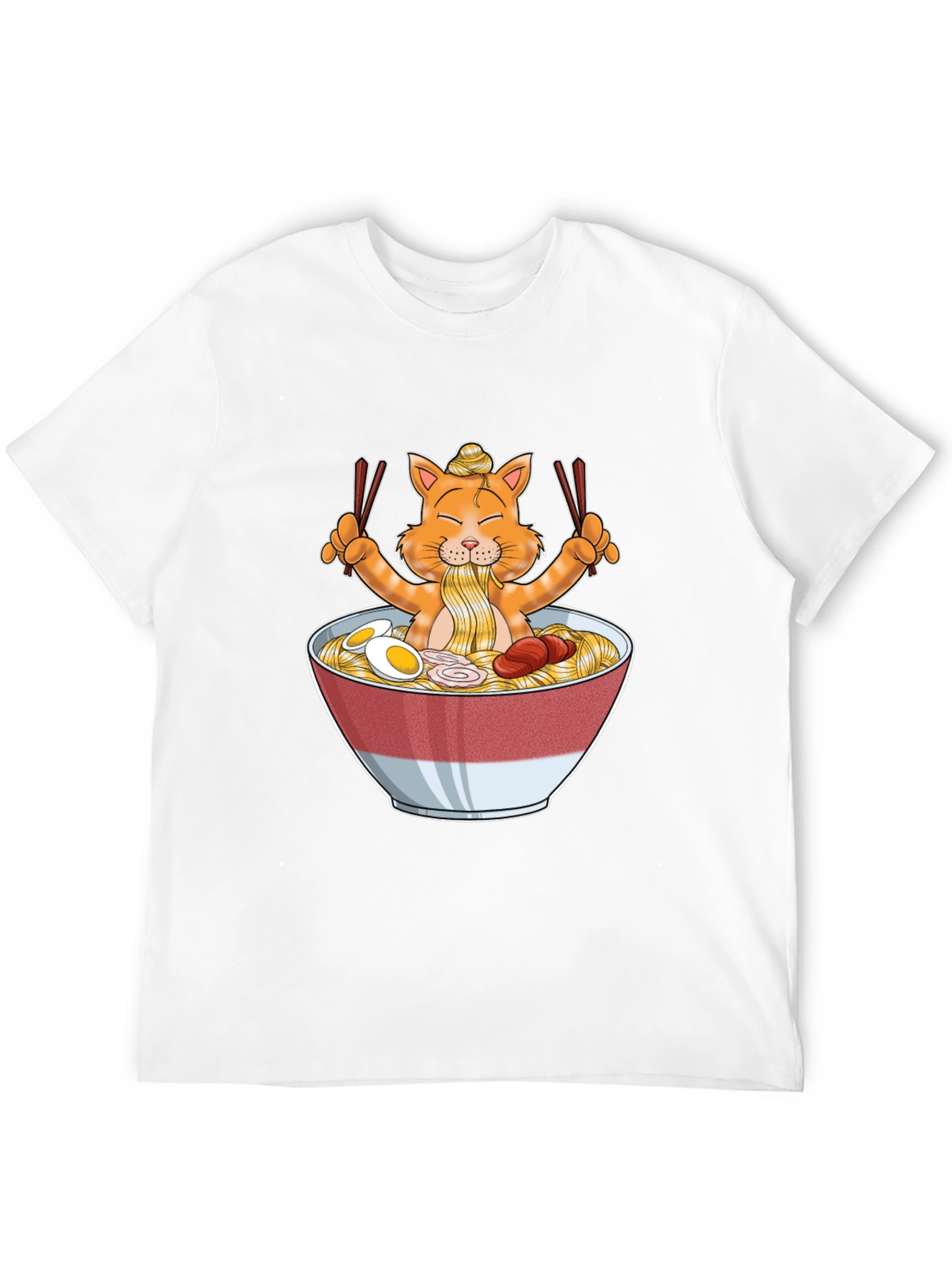 Ramen Cat Graphic T-Shirt - Unique Cartoon Tee