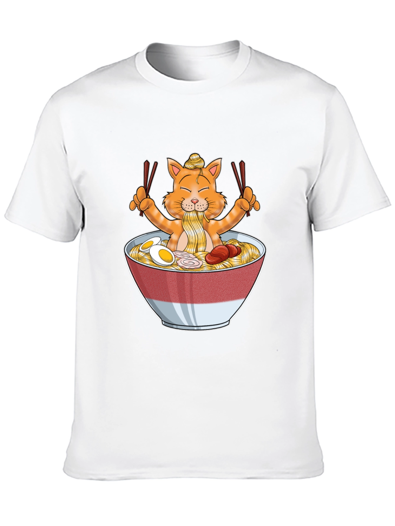 Ramen Cat Graphic T-Shirt - Unique Cartoon Tee