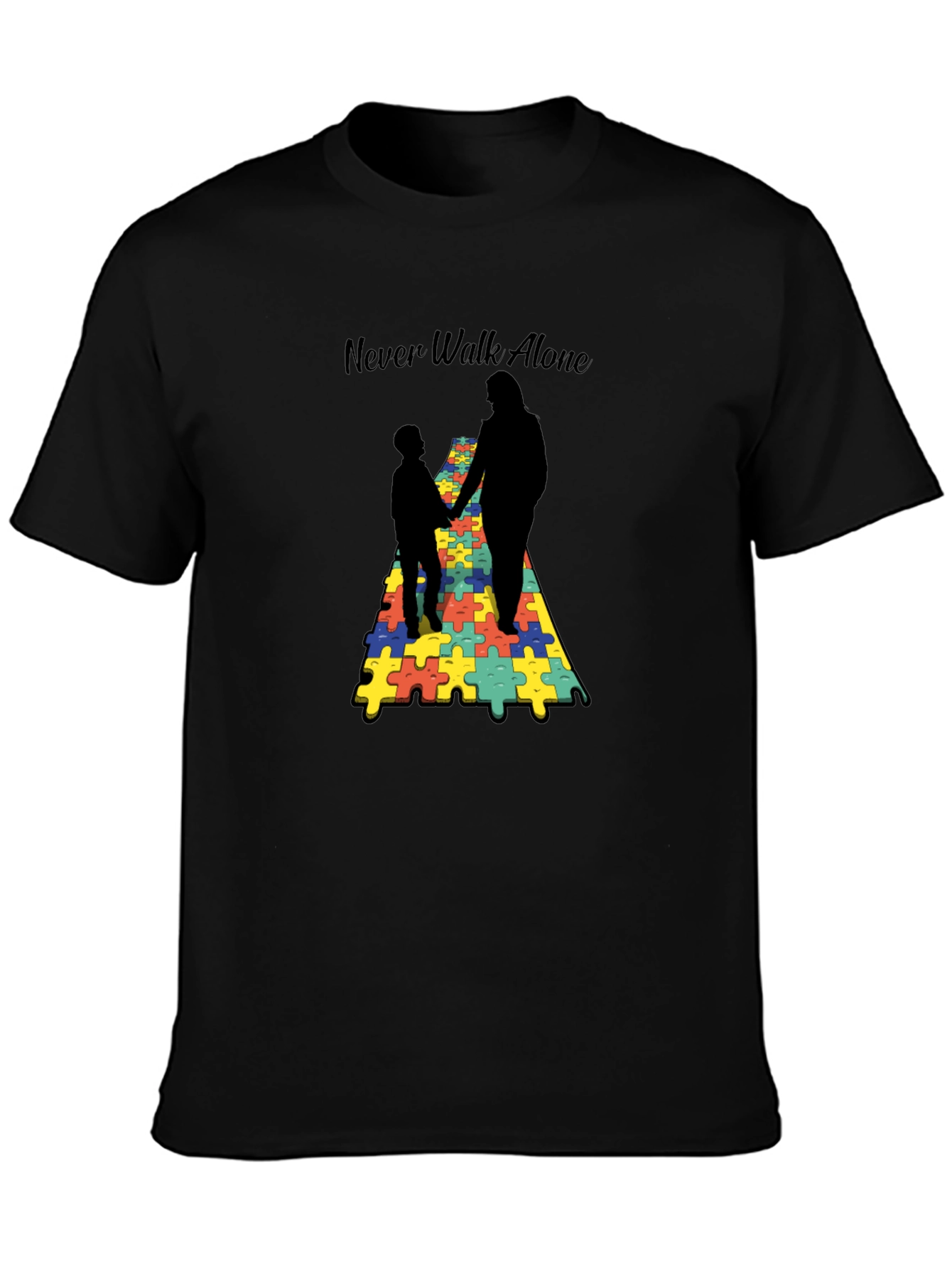 Never Walk Alone Autism Puzzle T-Shirt
