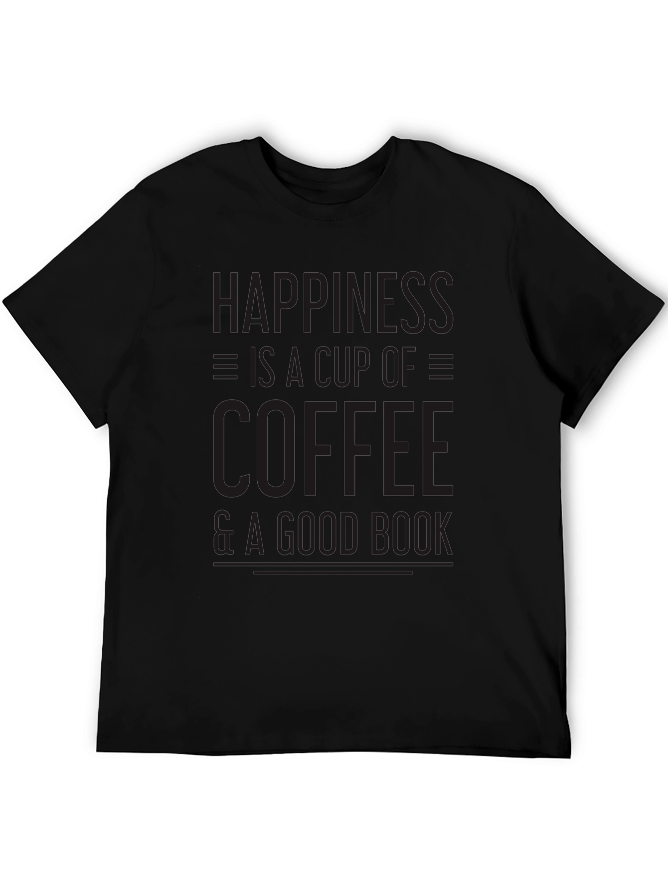 Coffee & Book Happiness Black T-Shirt