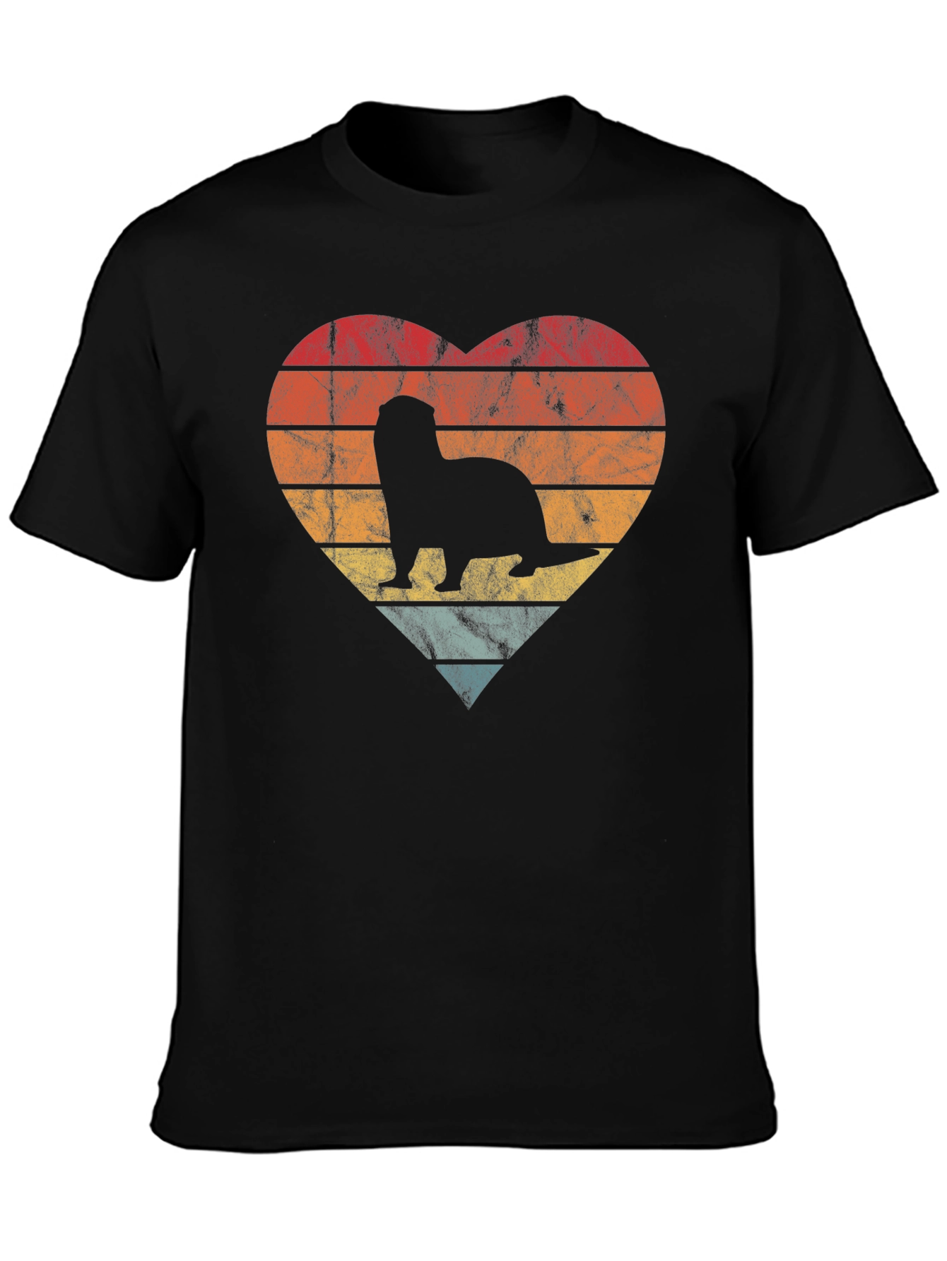 Retro Otter Heart Graphic T-Shirt